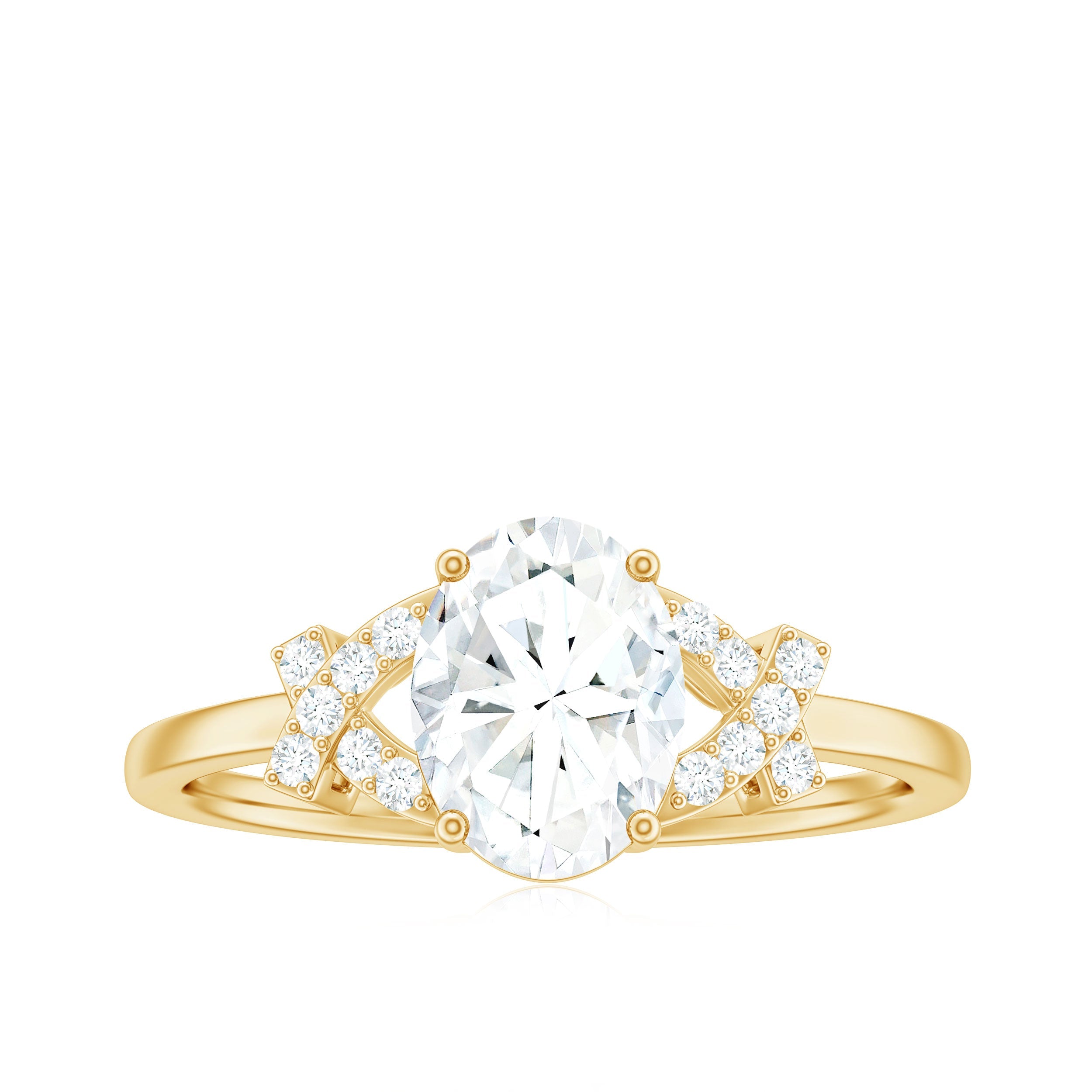 Certified Moissanite Oval Engagement Ring in Split Shank