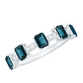Emerald Cut London Blue Topaz Half Eternity Band with Diamond