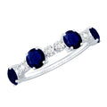 Genuine Blue Sapphire Half Eternity Ring with Diamond