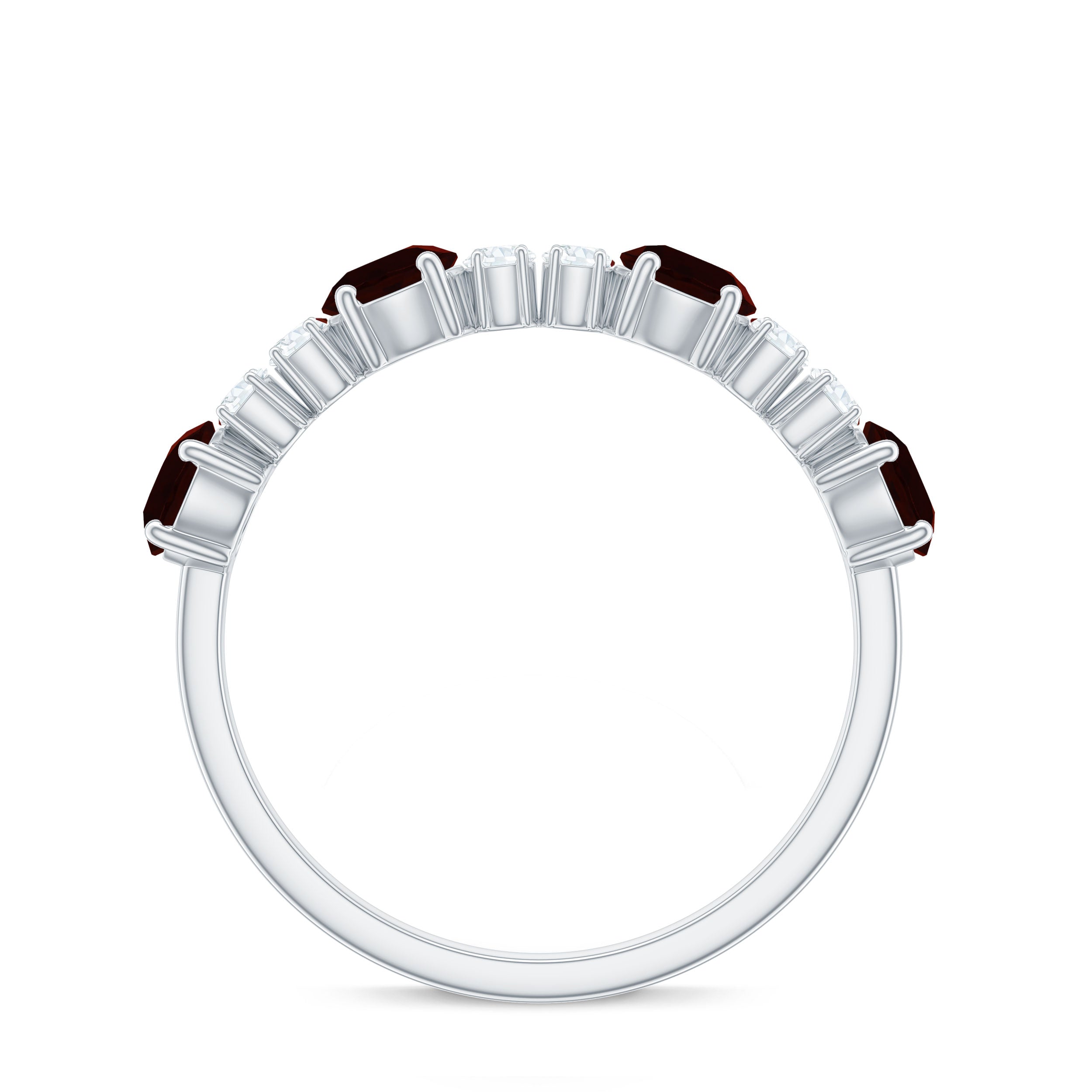 Genuine Garnet Half Eternity Ring with Diamond
