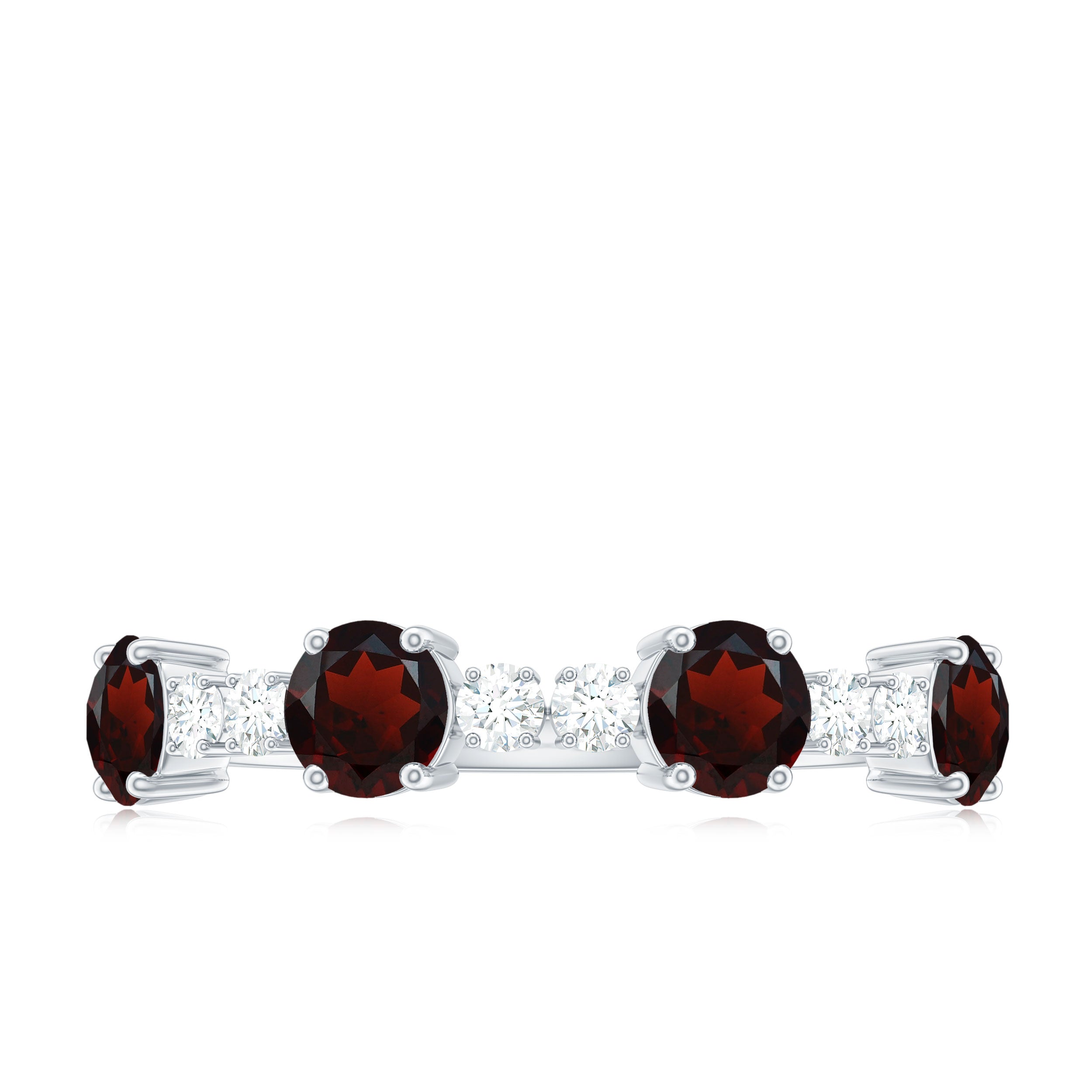 Genuine Garnet Half Eternity Ring with Diamond
