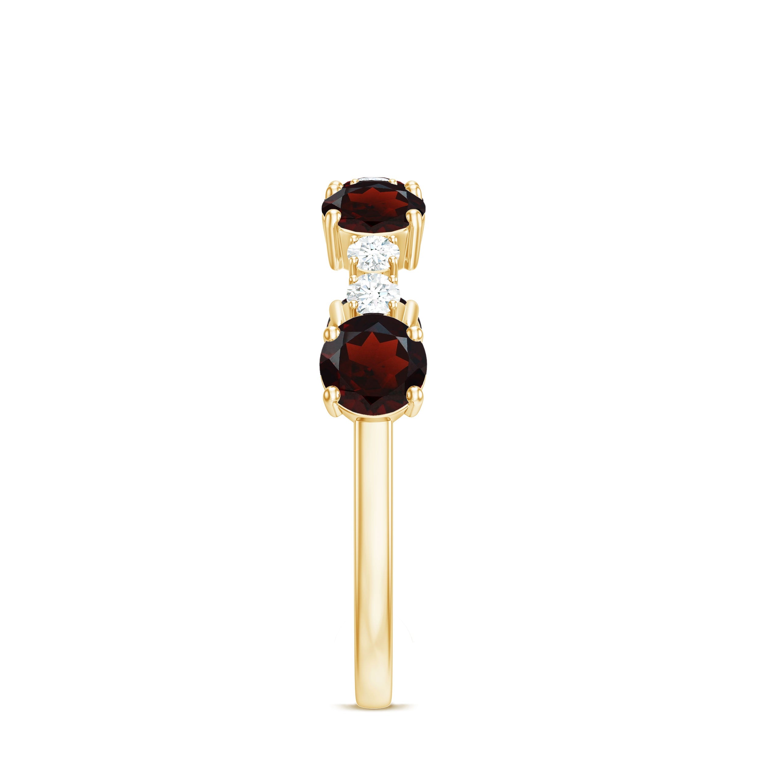 Genuine Garnet Half Eternity Ring with Diamond