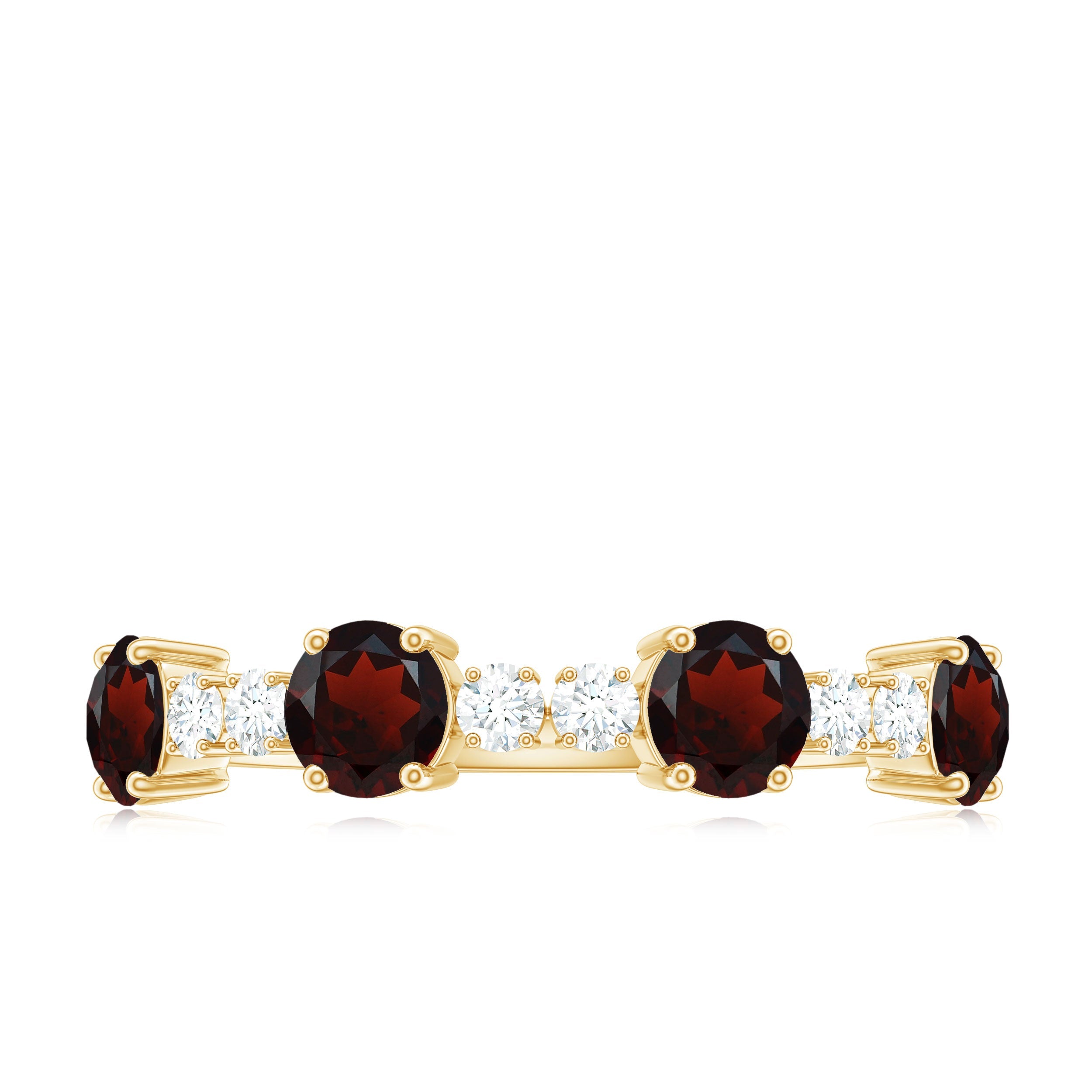 Genuine Garnet Half Eternity Ring with Diamond