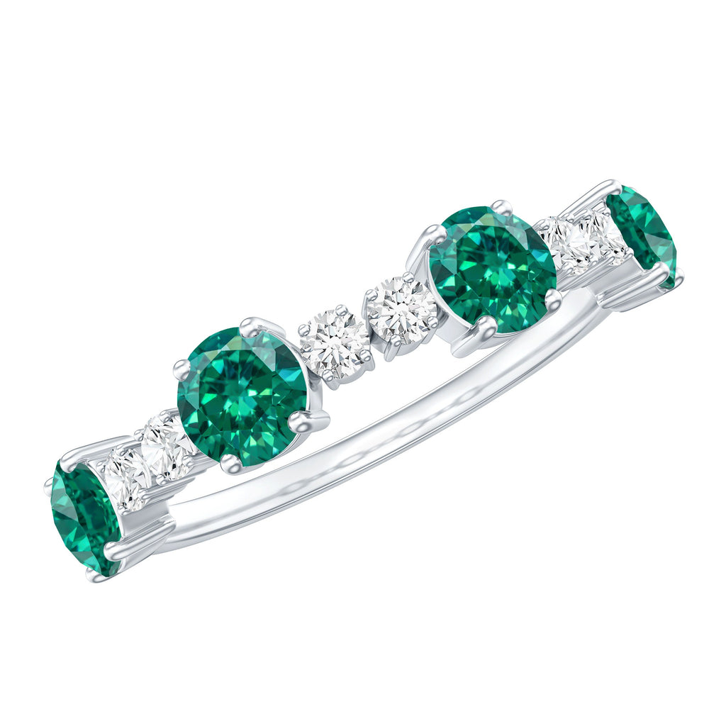 Certified Lab Grown Emerald Diamond Half Eternity Ring in Prong Set
