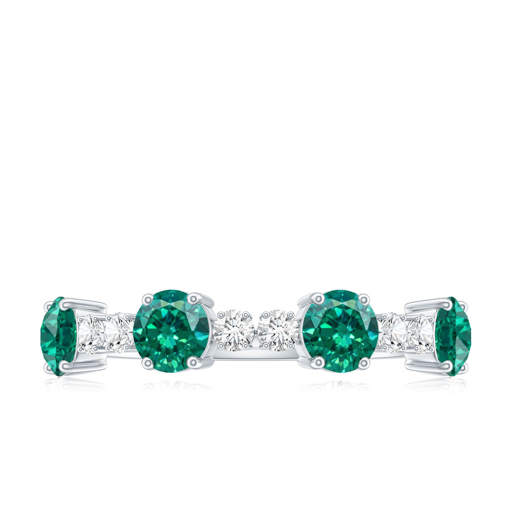 Certified Lab Grown Emerald Diamond Half Eternity Ring in Prong Set