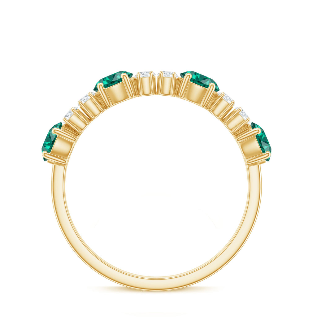 Certified Lab Grown Emerald Diamond Half Eternity Ring in Prong Set