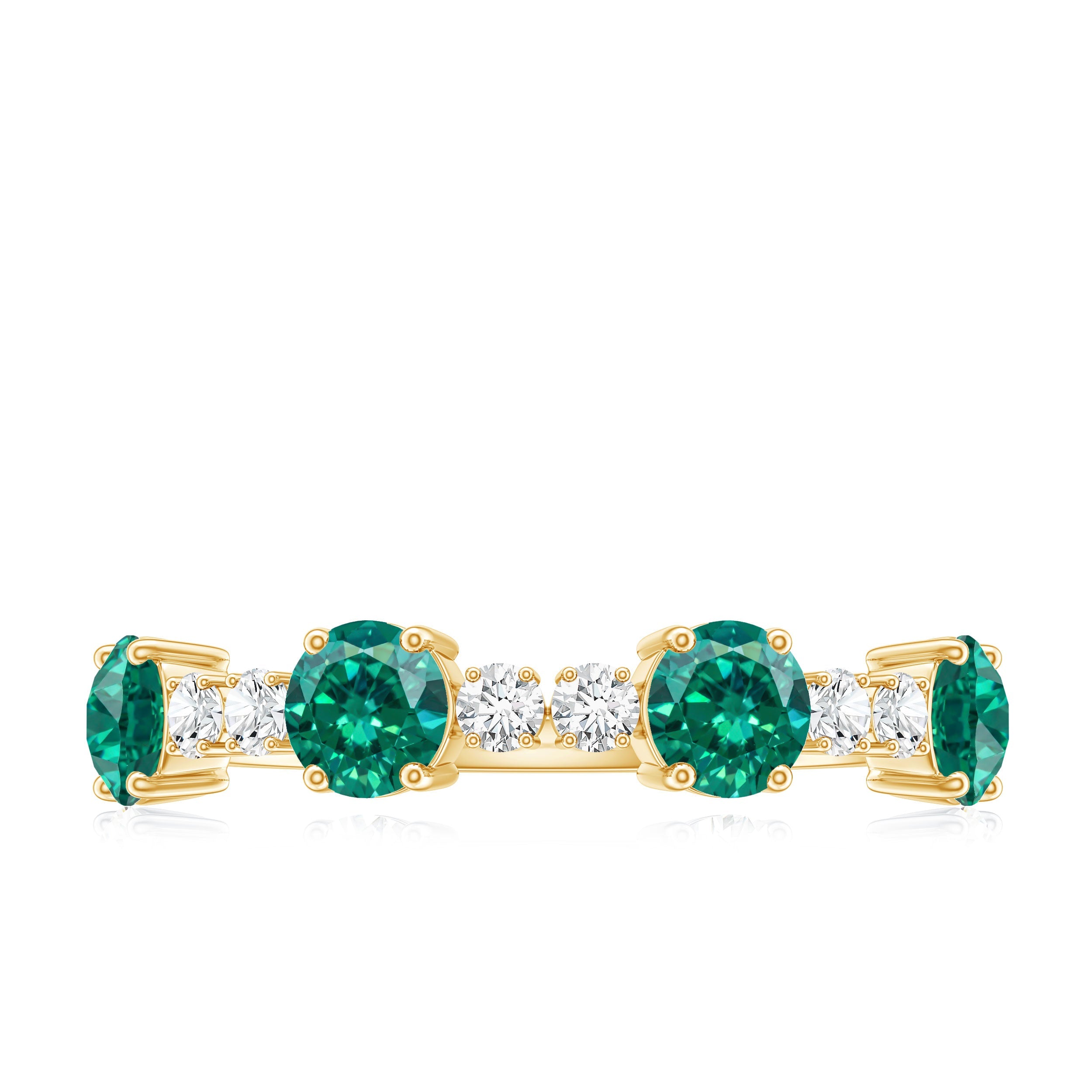 Certified Lab Grown Emerald Diamond Half Eternity Ring in Prong Set