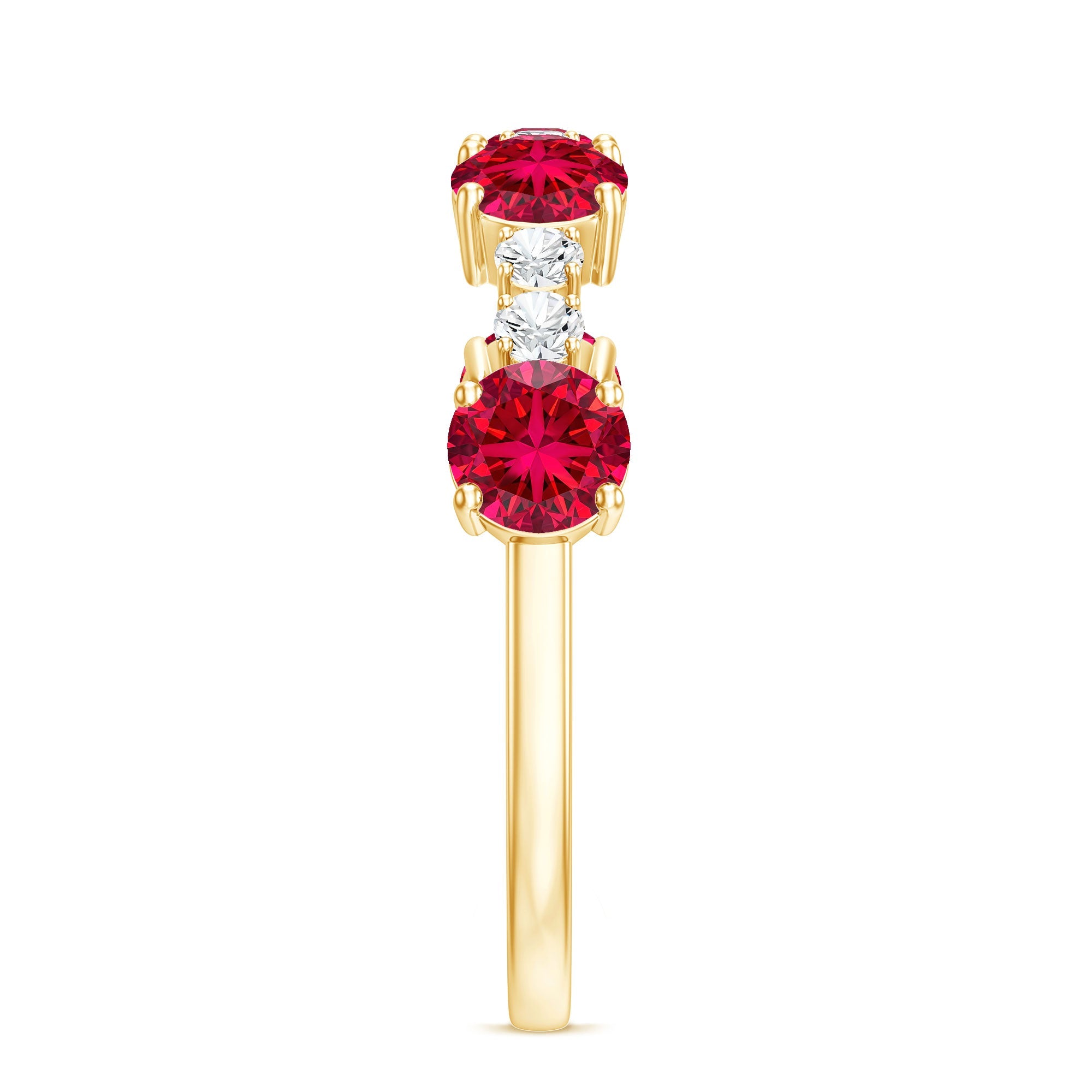 Certified Lab Grown Ruby Half Eternity Ring with Diamond