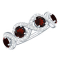 Natural Garnet Diamond Infinity Eternity Ring with Braided Shank
