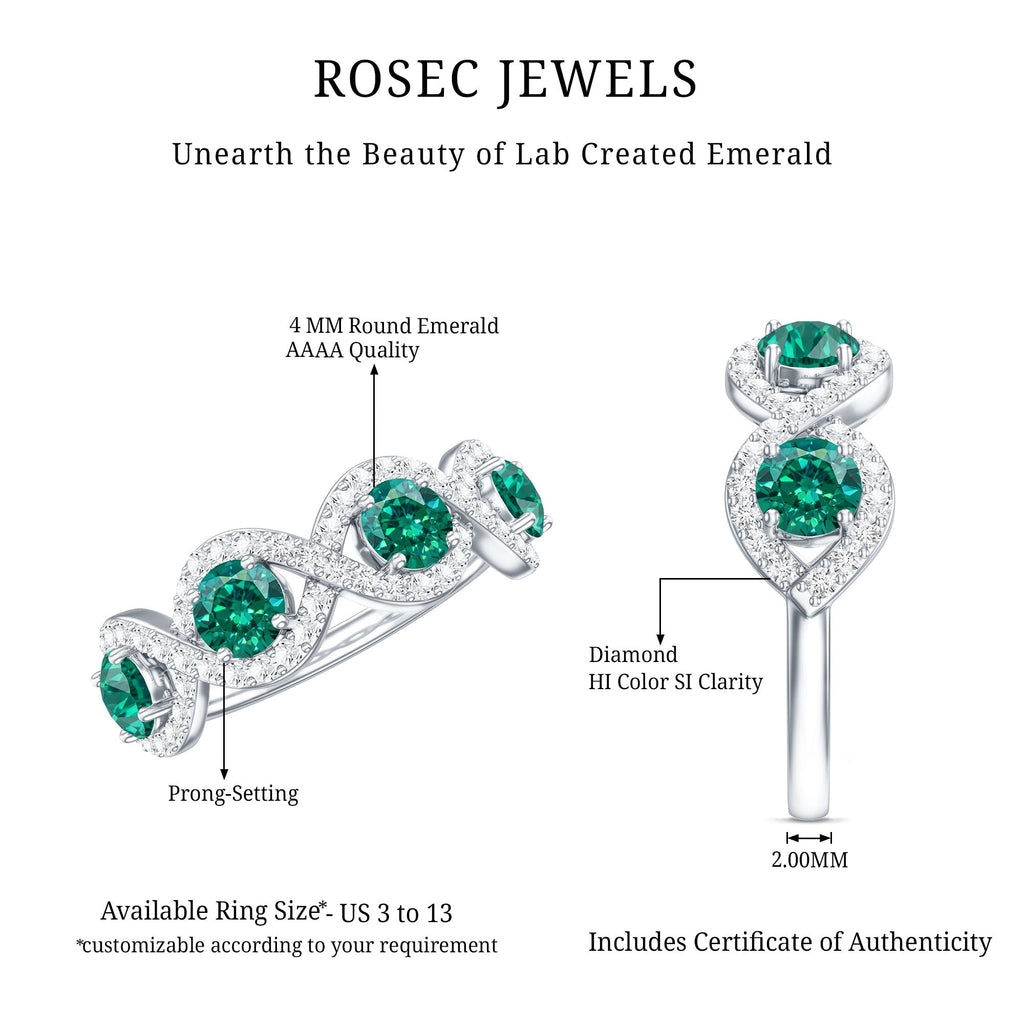 Certified Lab Grown Emerald Diamond Infinity Half Eternity Band