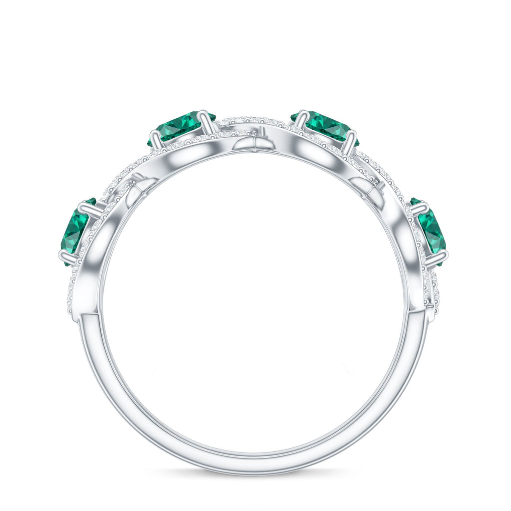 Certified Lab Grown Emerald Diamond Infinity Half Eternity Band