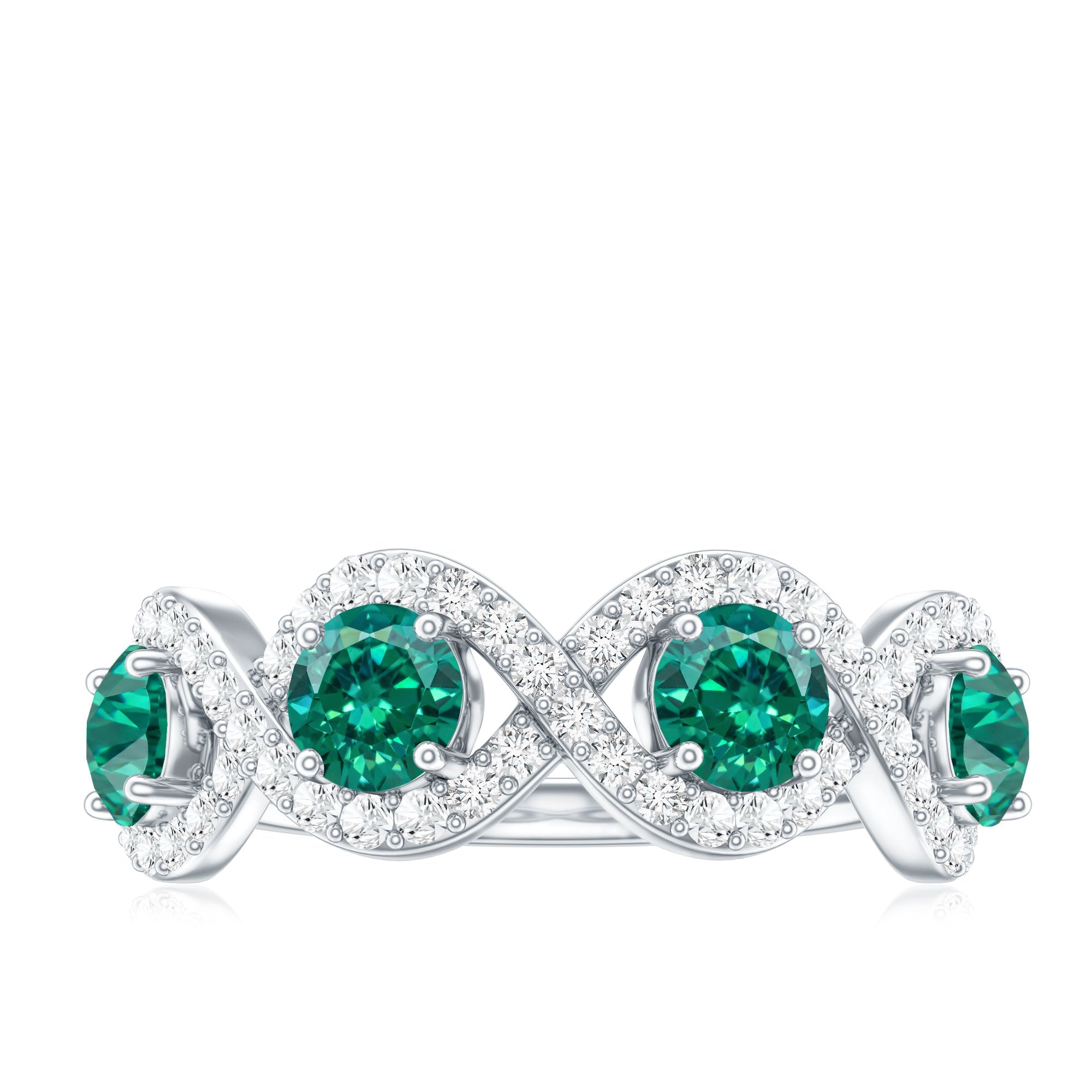 Certified Lab Grown Emerald Diamond Infinity Half Eternity Band
