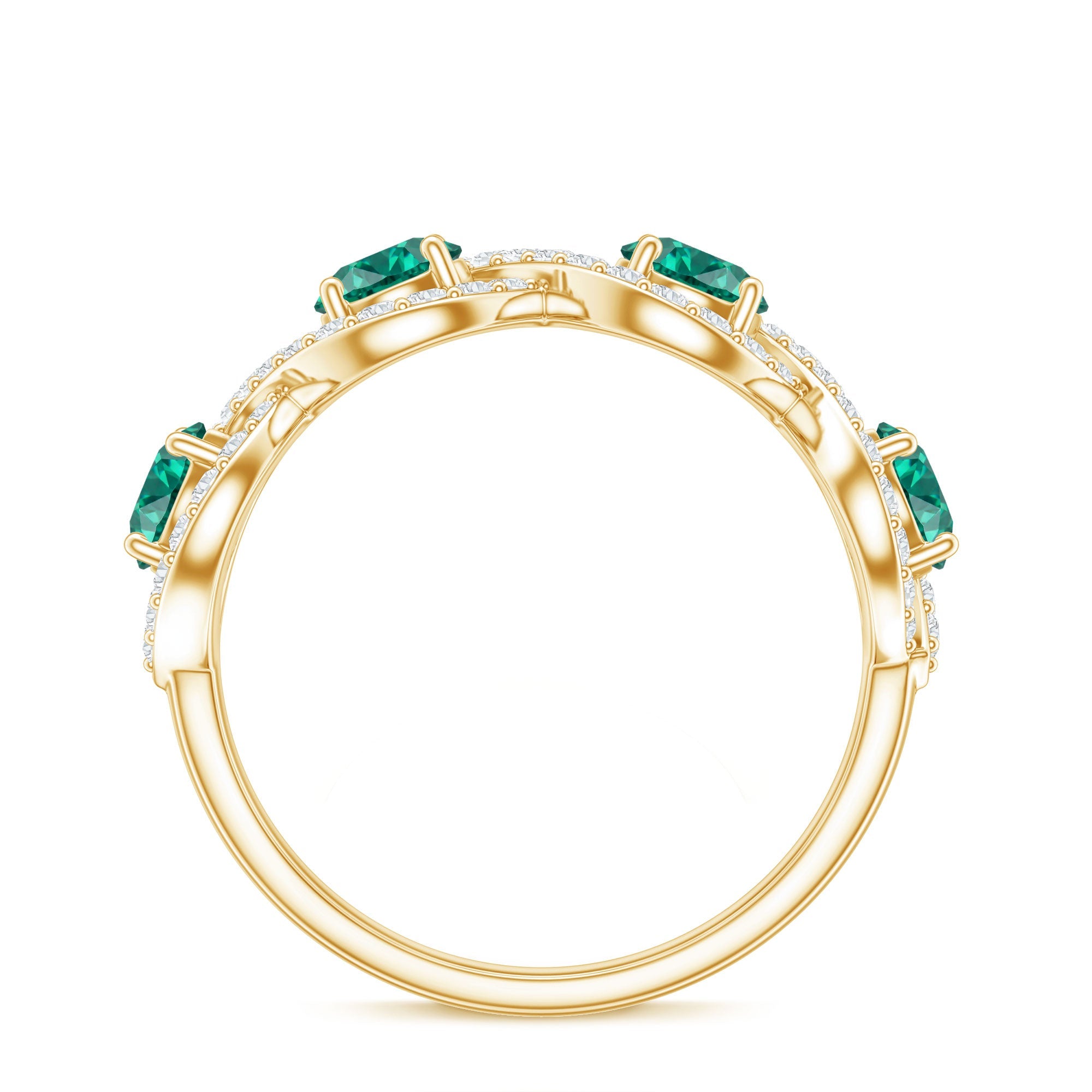 Certified Lab Grown Emerald Diamond Infinity Half Eternity Band