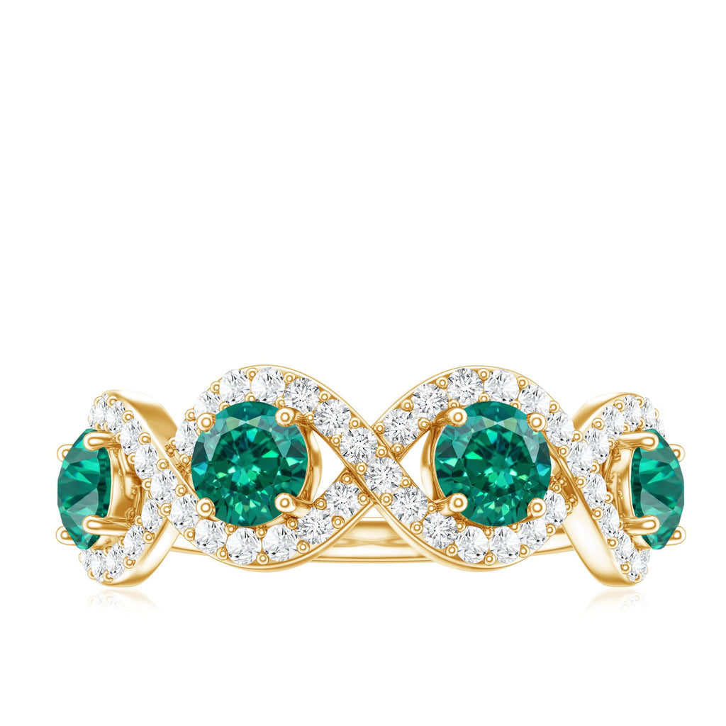Certified Lab Grown Emerald Diamond Infinity Half Eternity Band