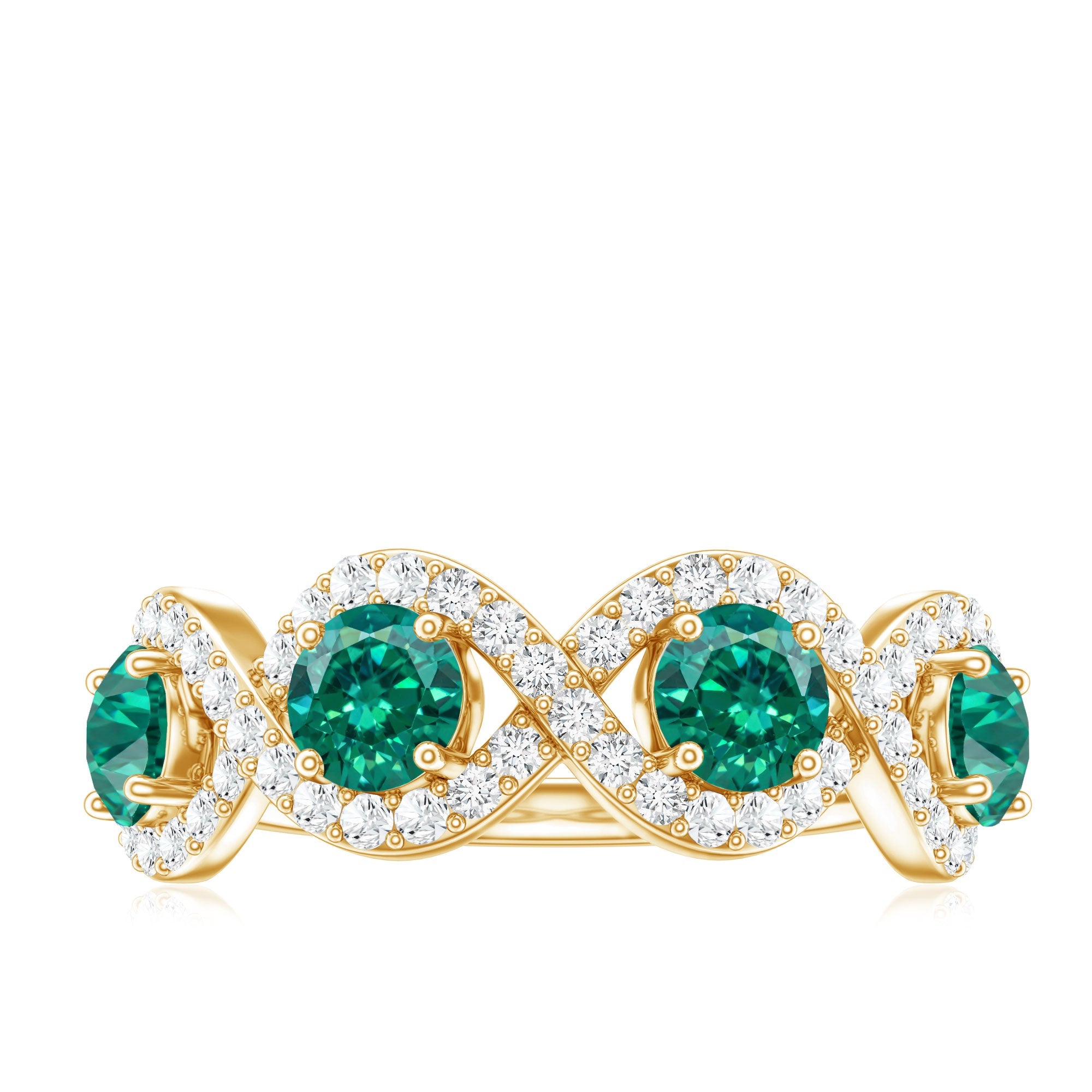 Certified Lab Grown Emerald Diamond Infinity Half Eternity Band