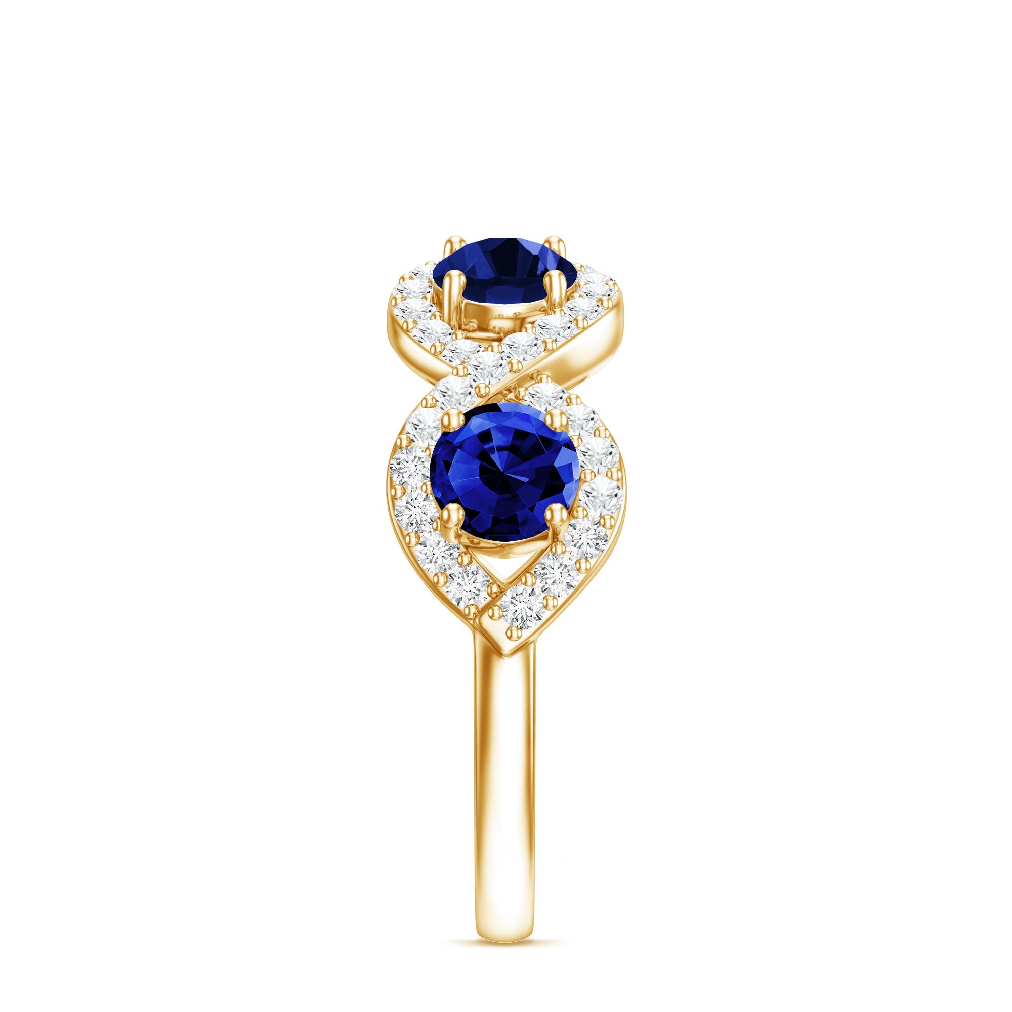 Lab-Created Blue Sapphire and Diamond Braided Half Eternity Band Ring