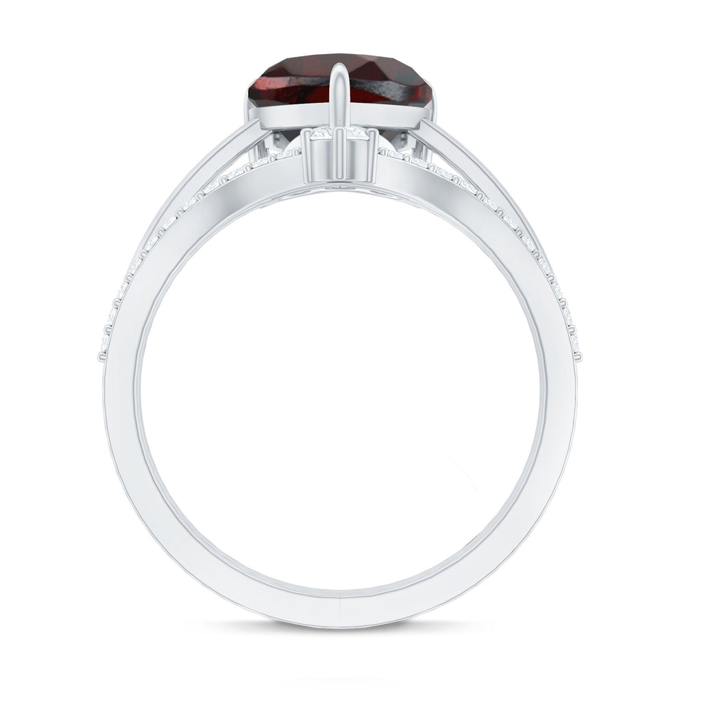 Natural Garnet Heart Shaped Engagement Ring with Diamond Enhancer