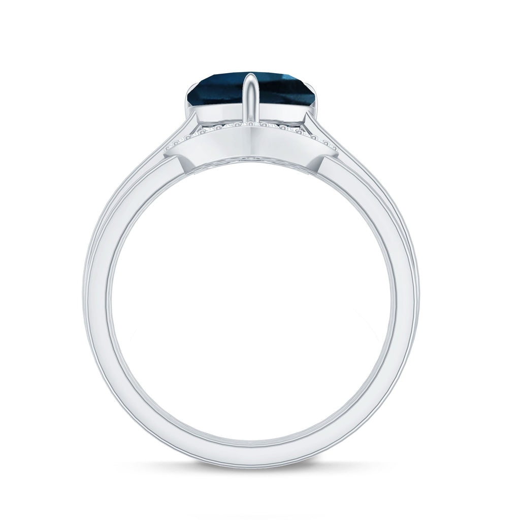 2 Carat London Blue Topaz Heart Ring Set with Diamond