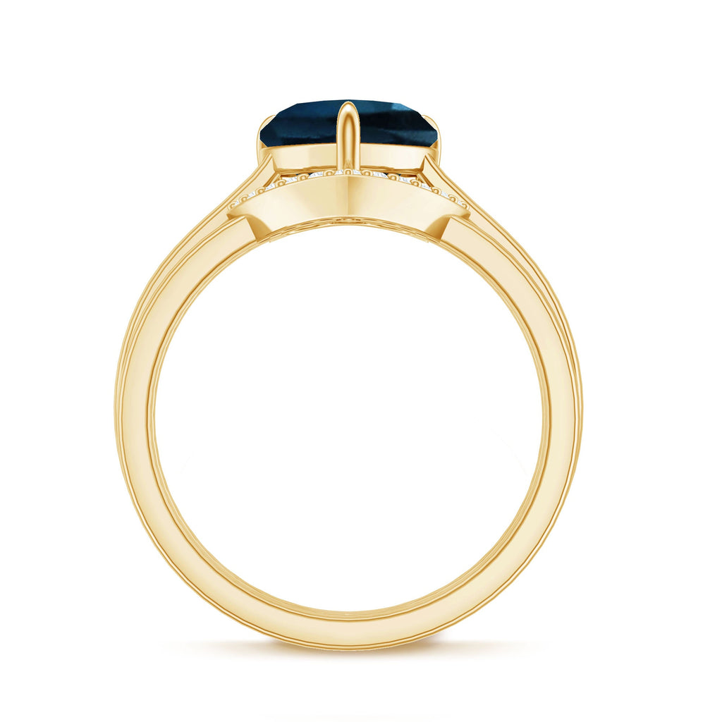 2 Carat London Blue Topaz Heart Ring Set with Diamond