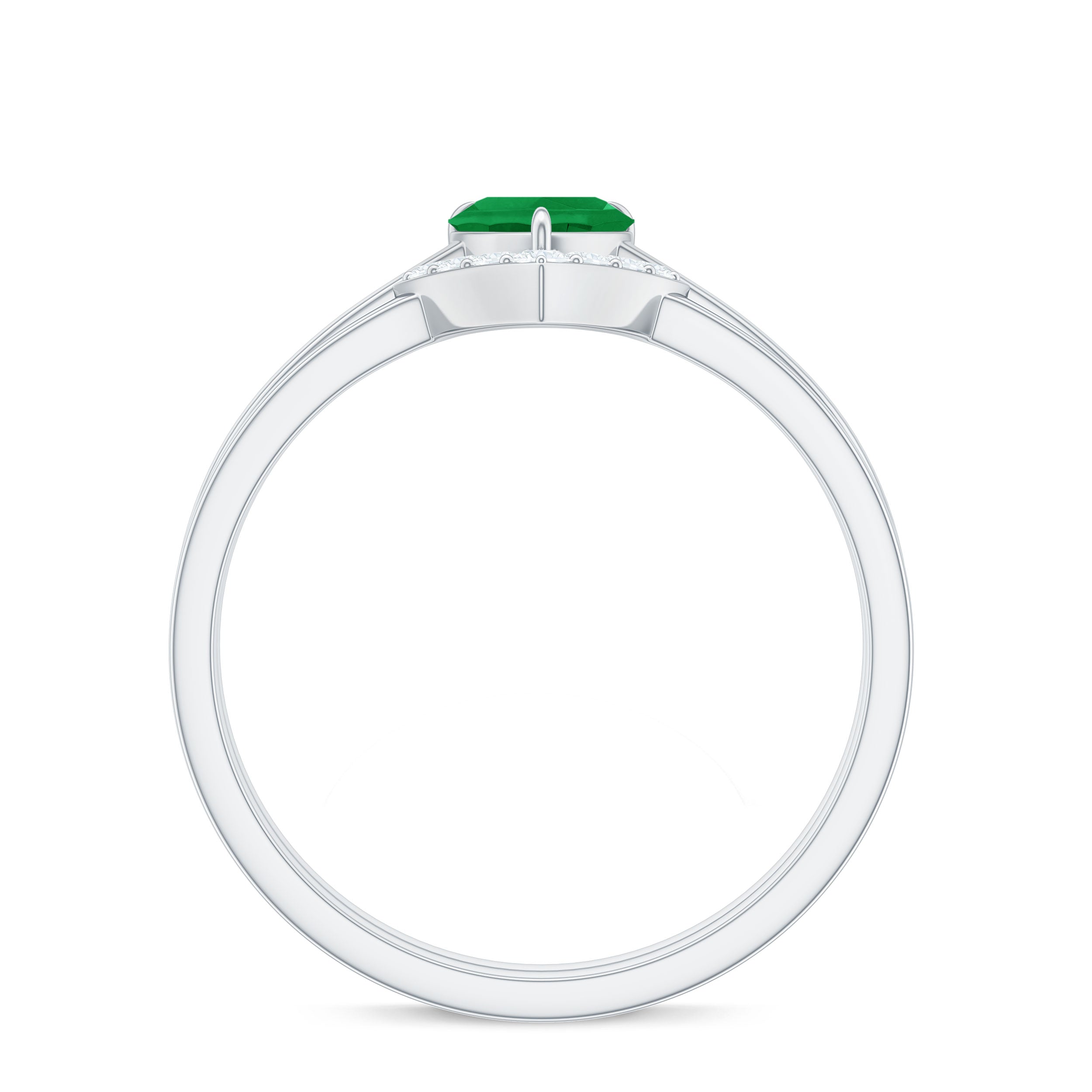 Natural Heart Shape Emerald Diamond Wedding Ring Set with Certificate