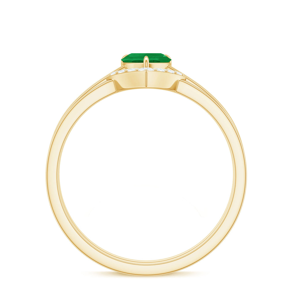 Natural Heart Shape Emerald Diamond Wedding Ring Set with Certificate