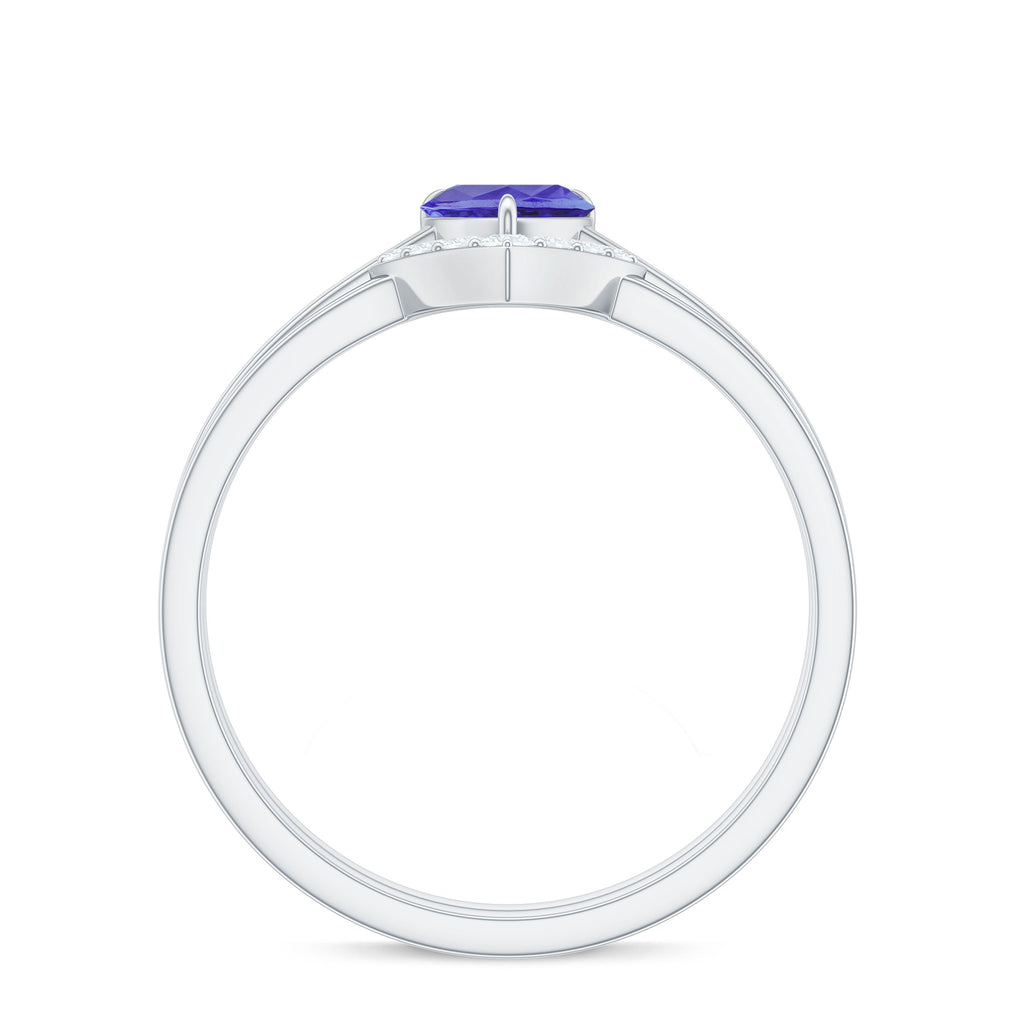 Natural Heart Shape Tanzanite Diamond Wedding Engagement Ring Set