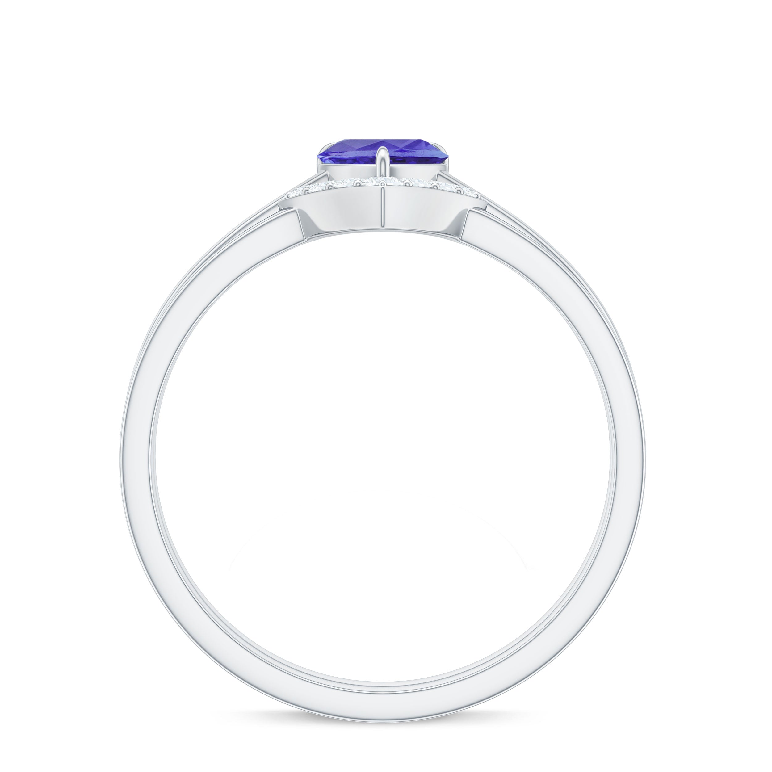 Natural Heart Shape Tanzanite Diamond Wedding Engagement Ring Set