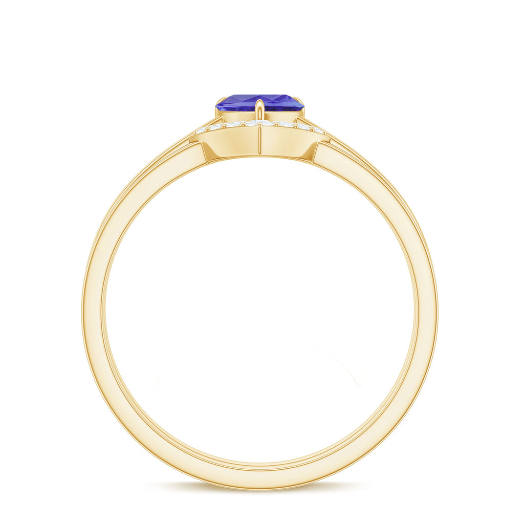 Natural Heart Shape Tanzanite Diamond Wedding Engagement Ring Set