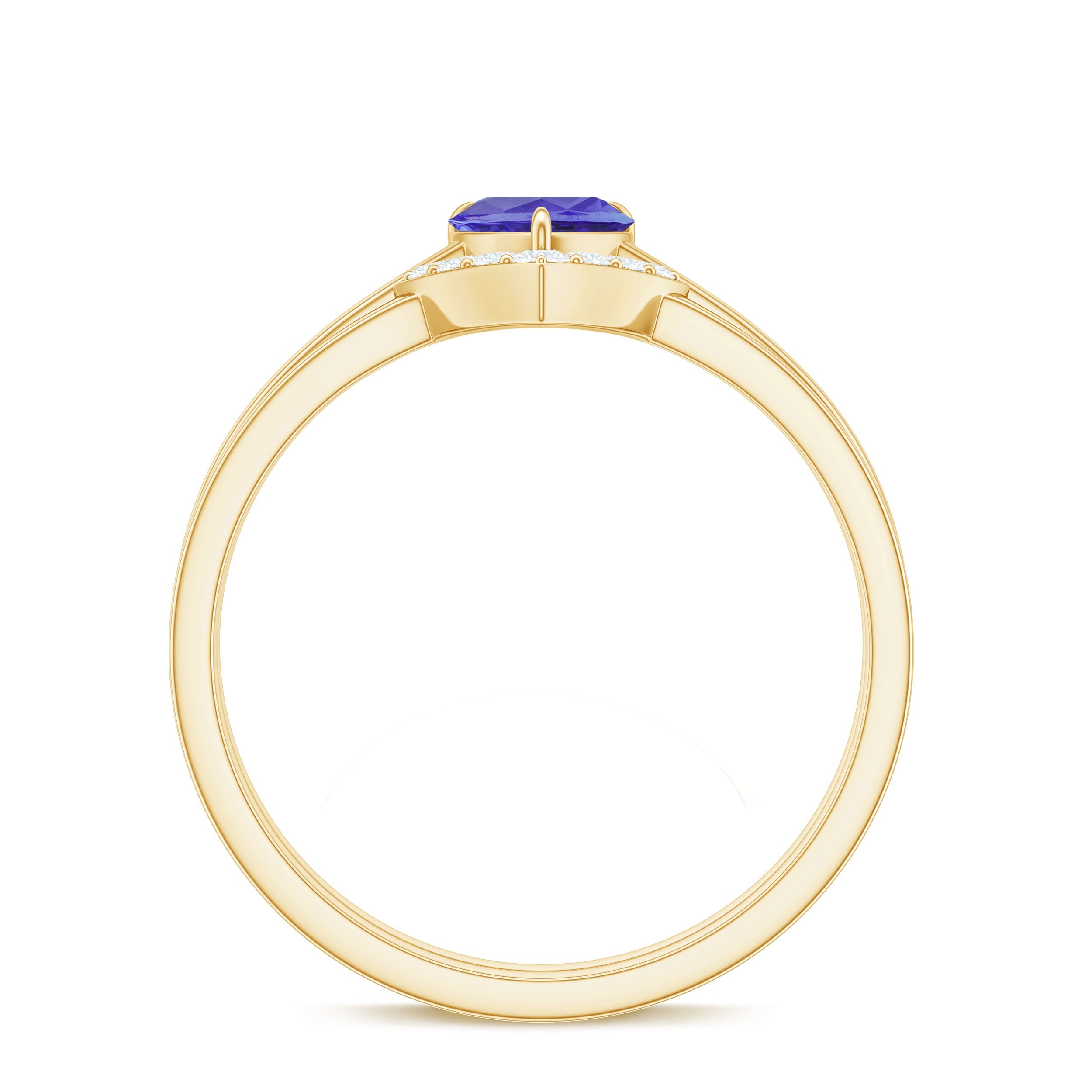 Natural Heart Shape Tanzanite Diamond Wedding Engagement Ring Set