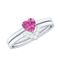 Pink Tourmaline Heart Ring Set with Diamond
