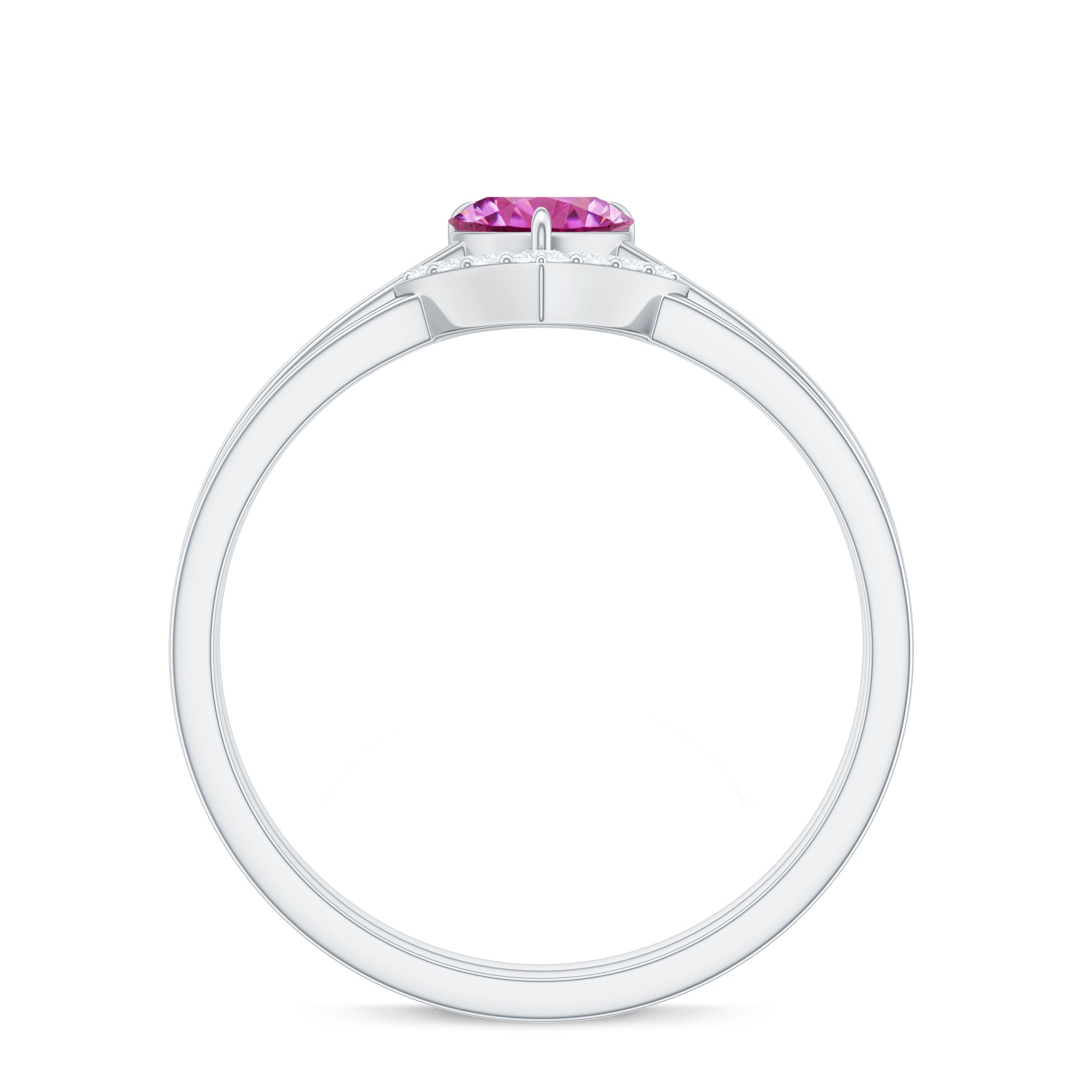 Pink Tourmaline Heart Ring Set with Diamond