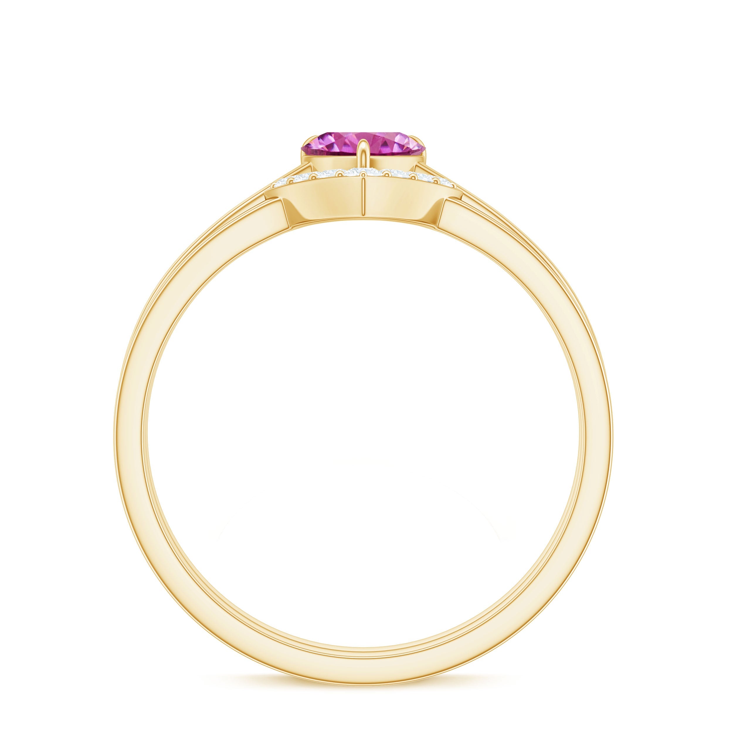 Pink Tourmaline Heart Ring Set with Diamond
