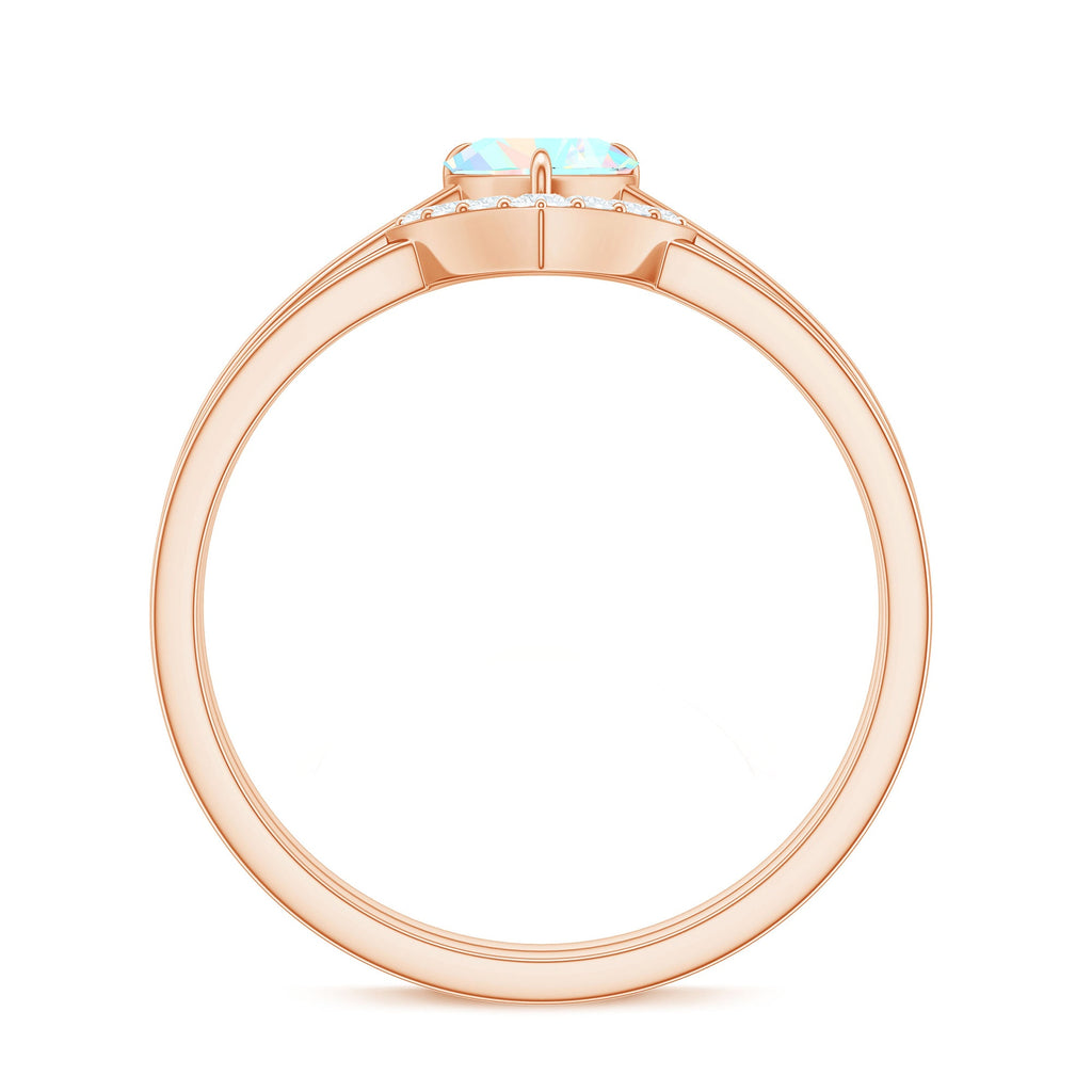 Ethiopian Opal Heart Engagement Ring with Diamond Wedding Band