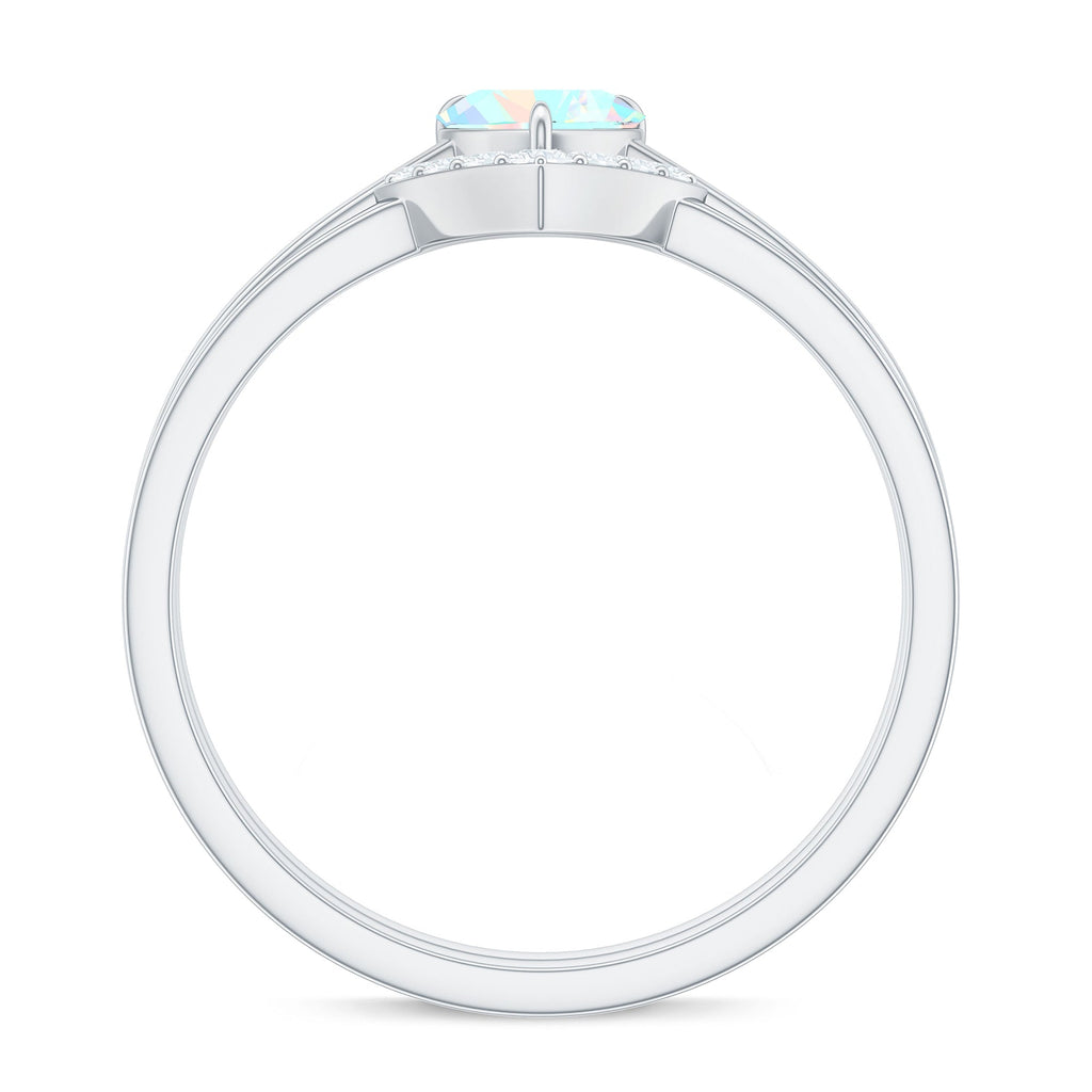 Ethiopian Opal Heart Engagement Ring with Diamond Wedding Band
