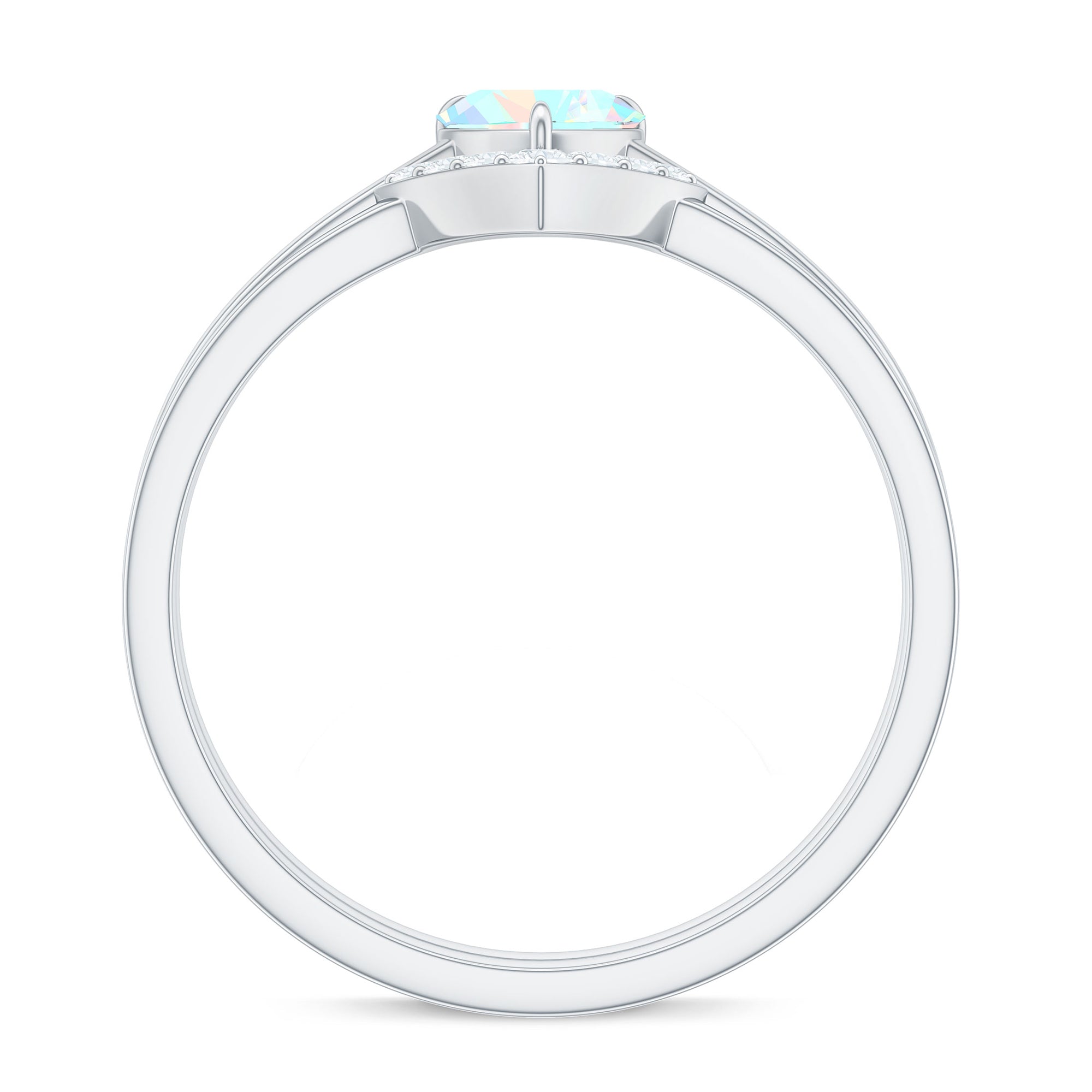 Ethiopian Opal Heart Engagement Ring with Diamond Wedding Band