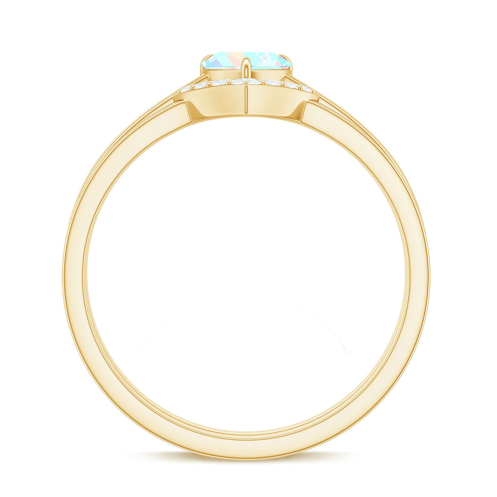 Ethiopian Opal Heart Engagement Ring with Diamond Wedding Band
