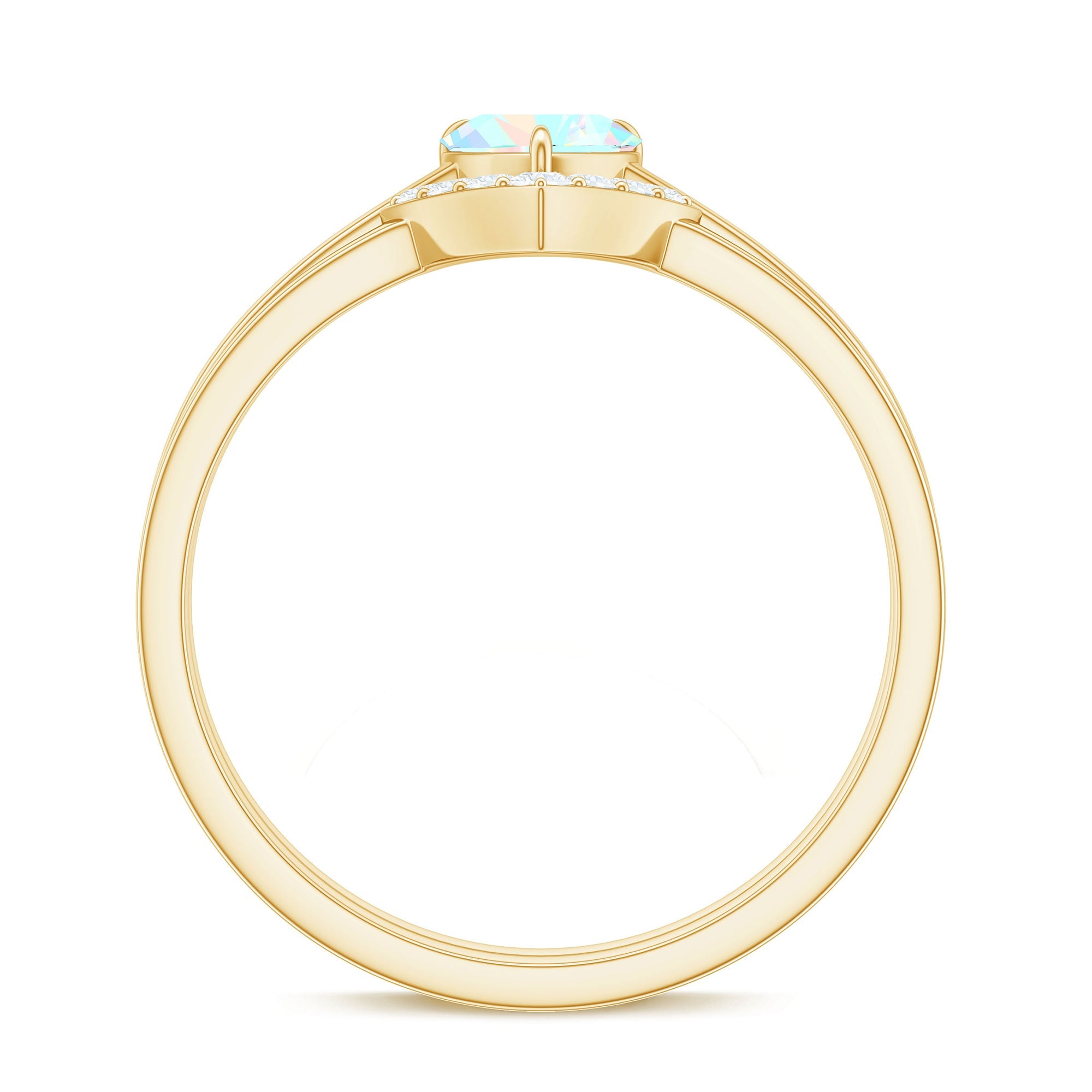 Ethiopian Opal Heart Engagement Ring with Diamond Wedding Band