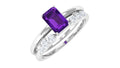 1.4 Carat Emerald Cut Amethyst Engagement Ring with Diamond Enhancer