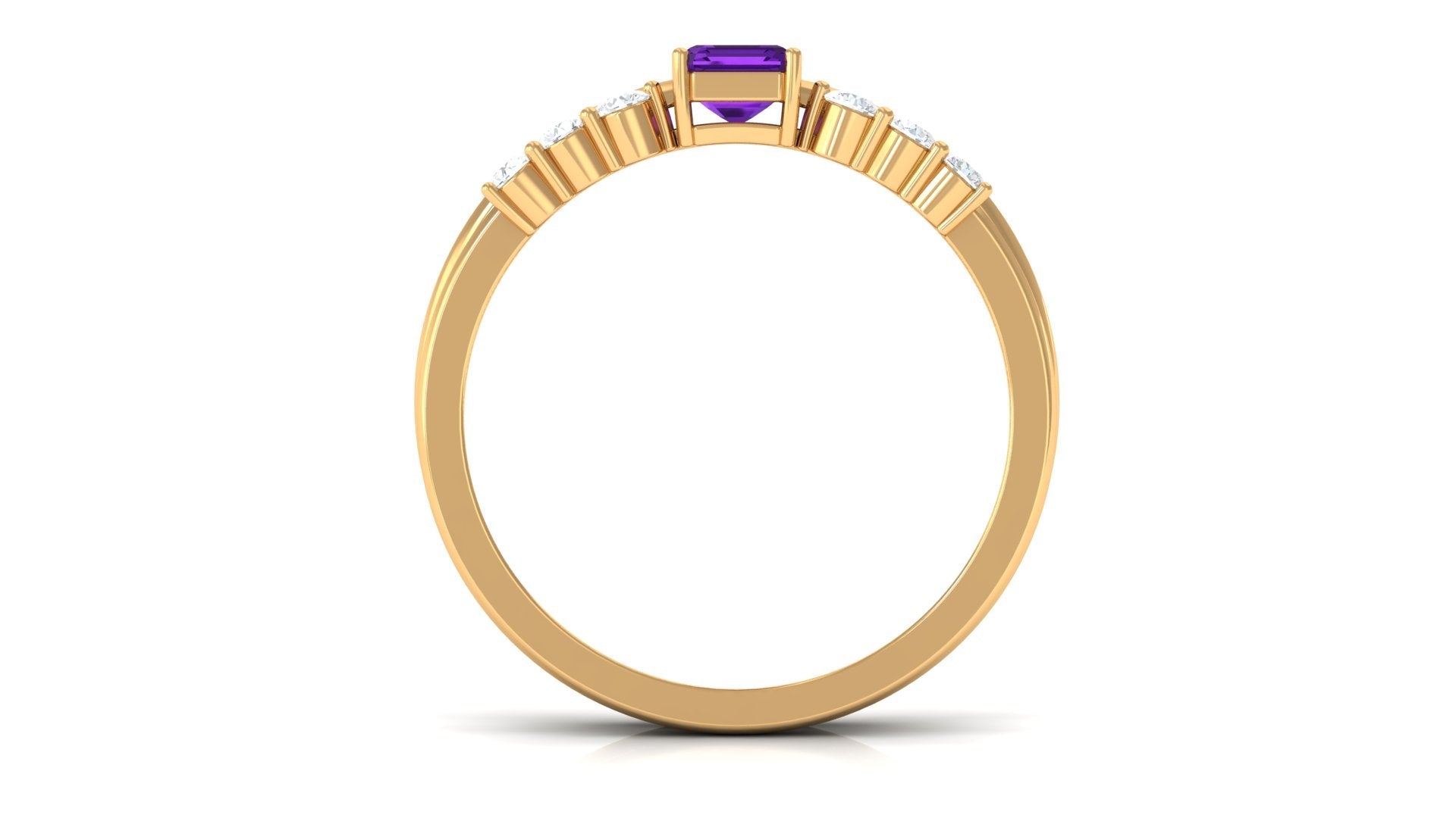 1.4 Carat Emerald Cut Amethyst Engagement Ring with Diamond Enhancer