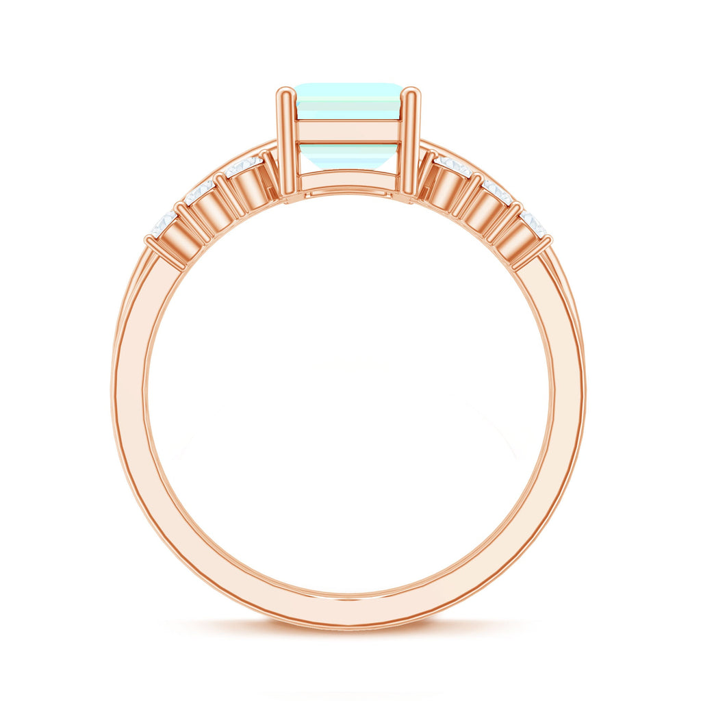 2 Carat Emerald Cut Ethiopian Opal Solitaire Ring Set with Diamond Enhancer