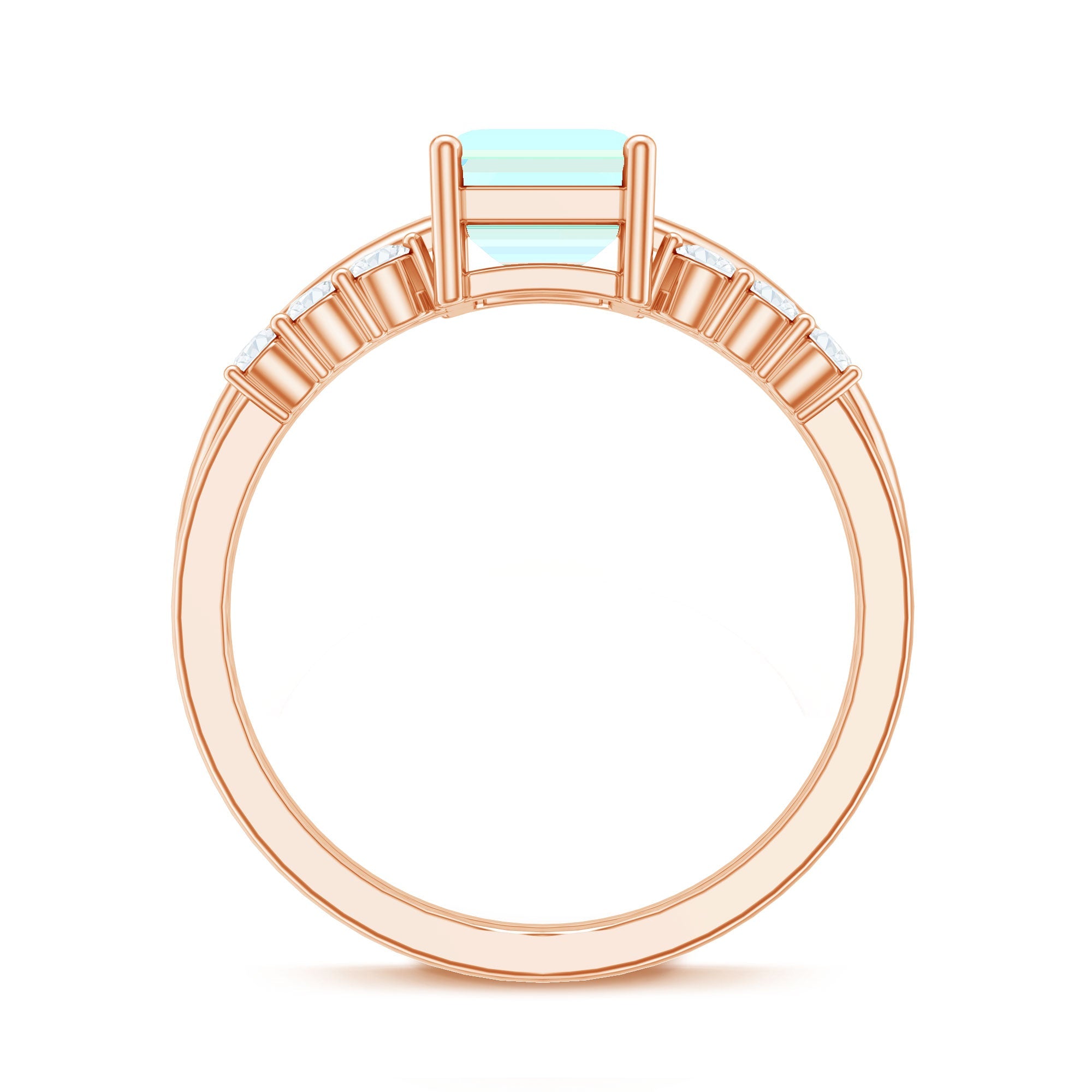 2 Carat Emerald Cut Ethiopian Opal Solitaire Ring Set with Diamond Enhancer