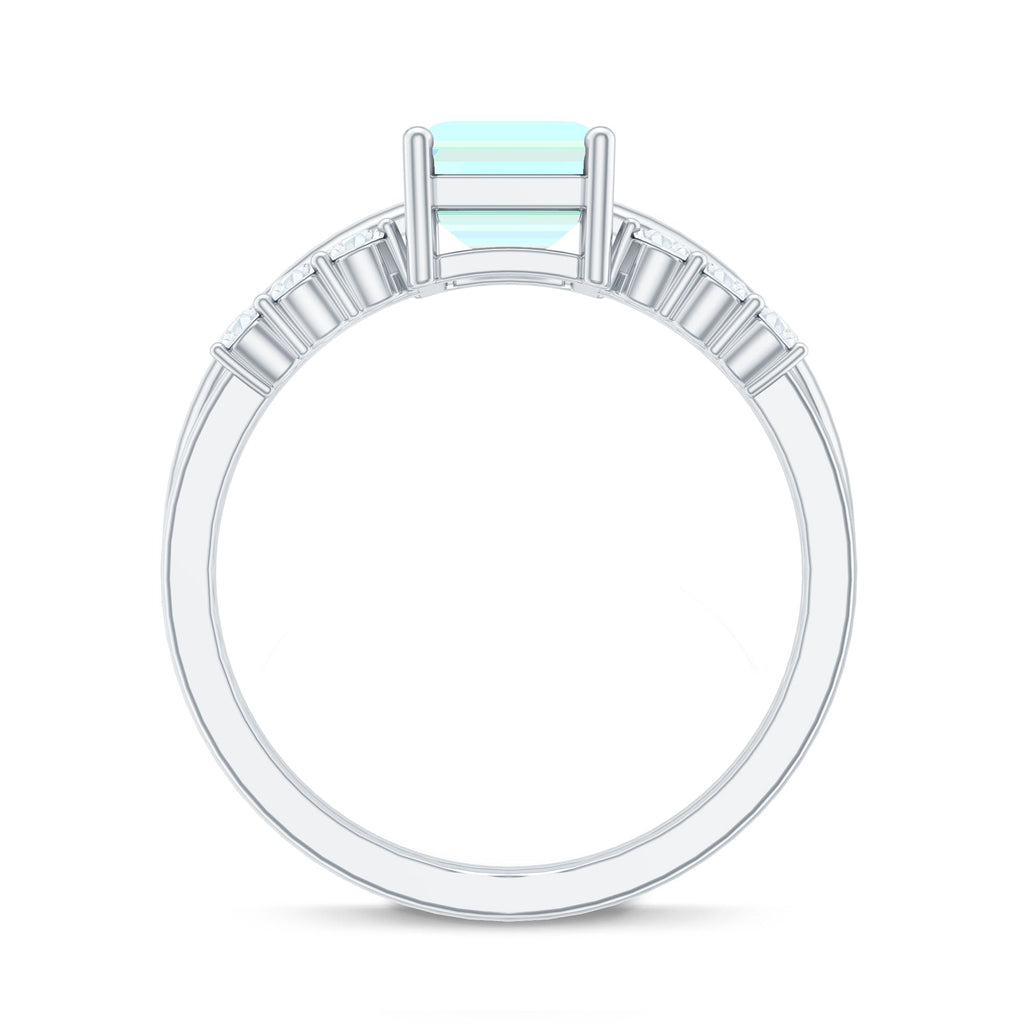 2 Carat Emerald Cut Ethiopian Opal Solitaire Ring Set with Diamond Enhancer