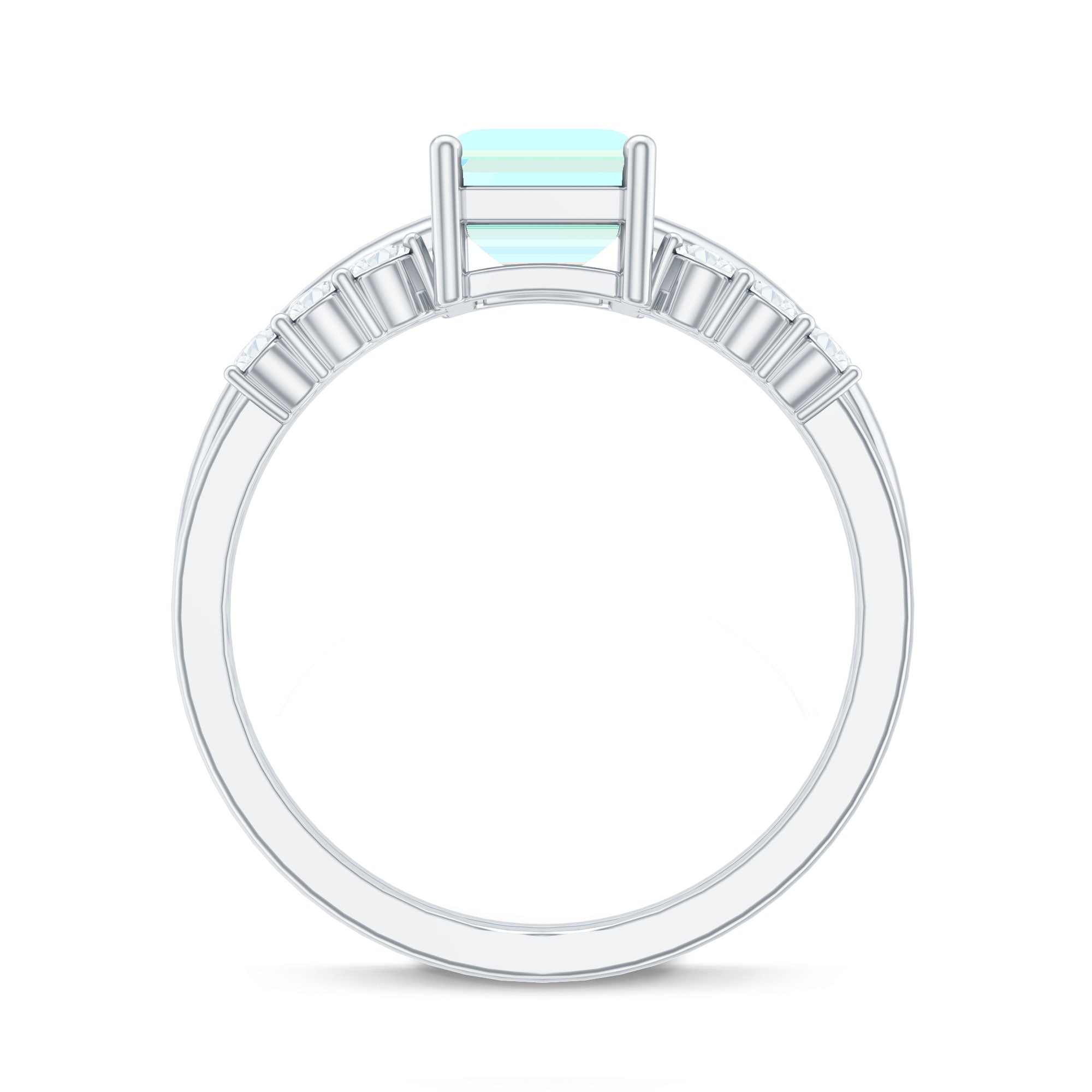 2 Carat Emerald Cut Ethiopian Opal Solitaire Ring Set with Diamond Enhancer