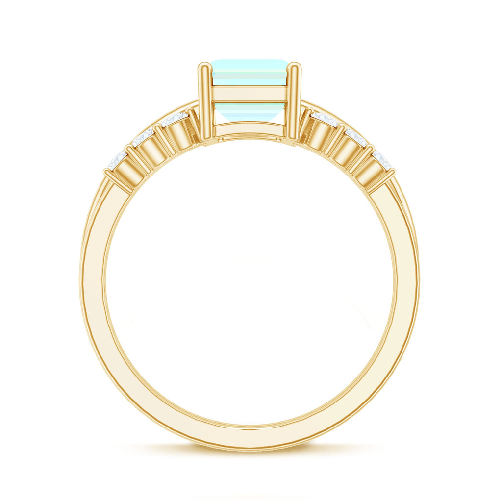 2 Carat Emerald Cut Ethiopian Opal Solitaire Ring Set with Diamond Enhancer