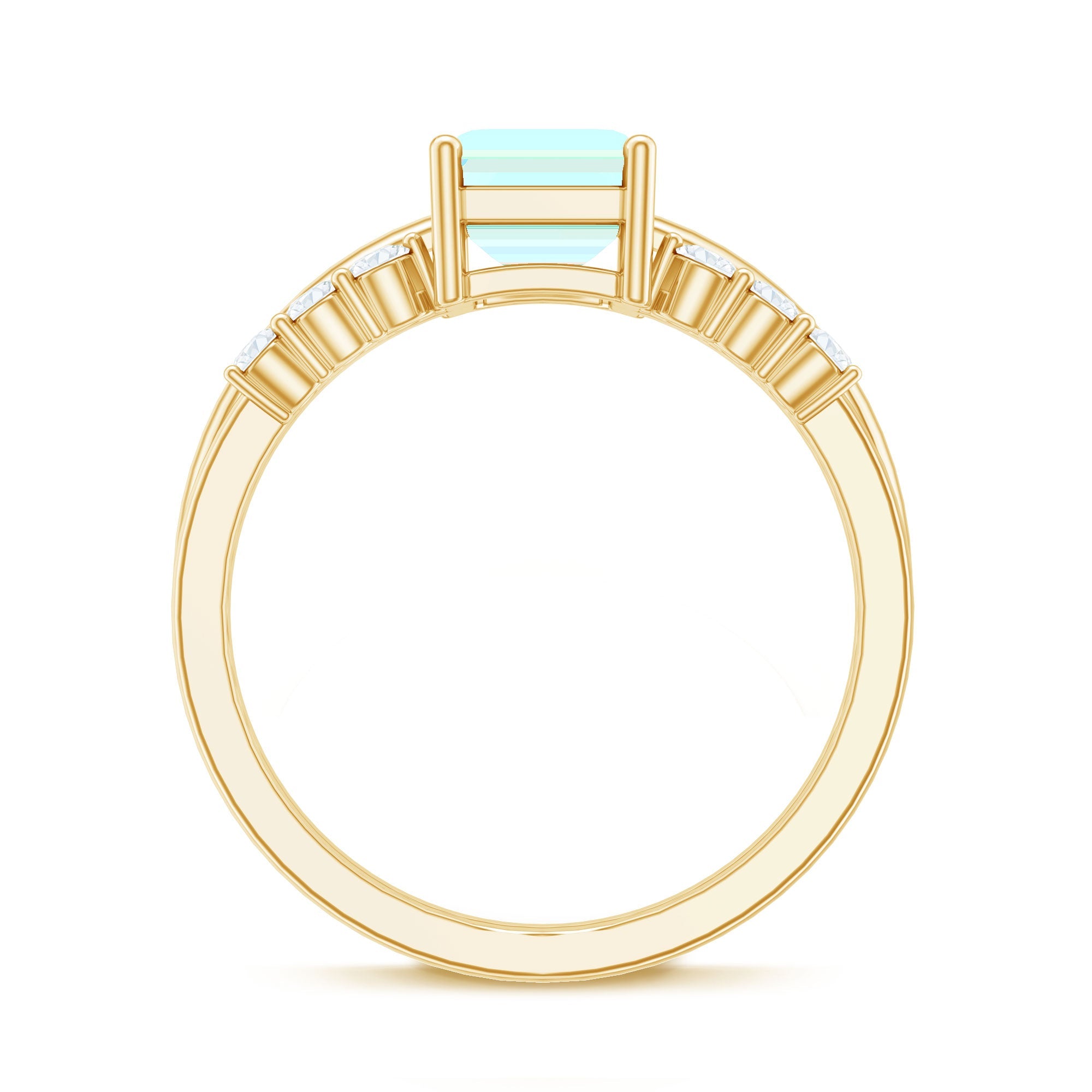 2 Carat Emerald Cut Ethiopian Opal Solitaire Ring Set with Diamond Enhancer