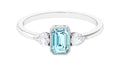 0.6 Carat Natural Aquamarine and Diamond 3 Stone Engagement Ring with Certificate