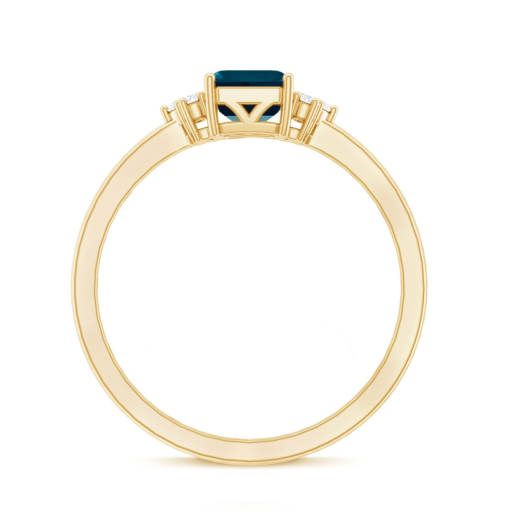 2.2 Carat Emerald Cut London Blue Topaz Diamond Engagement Ring with Certificate