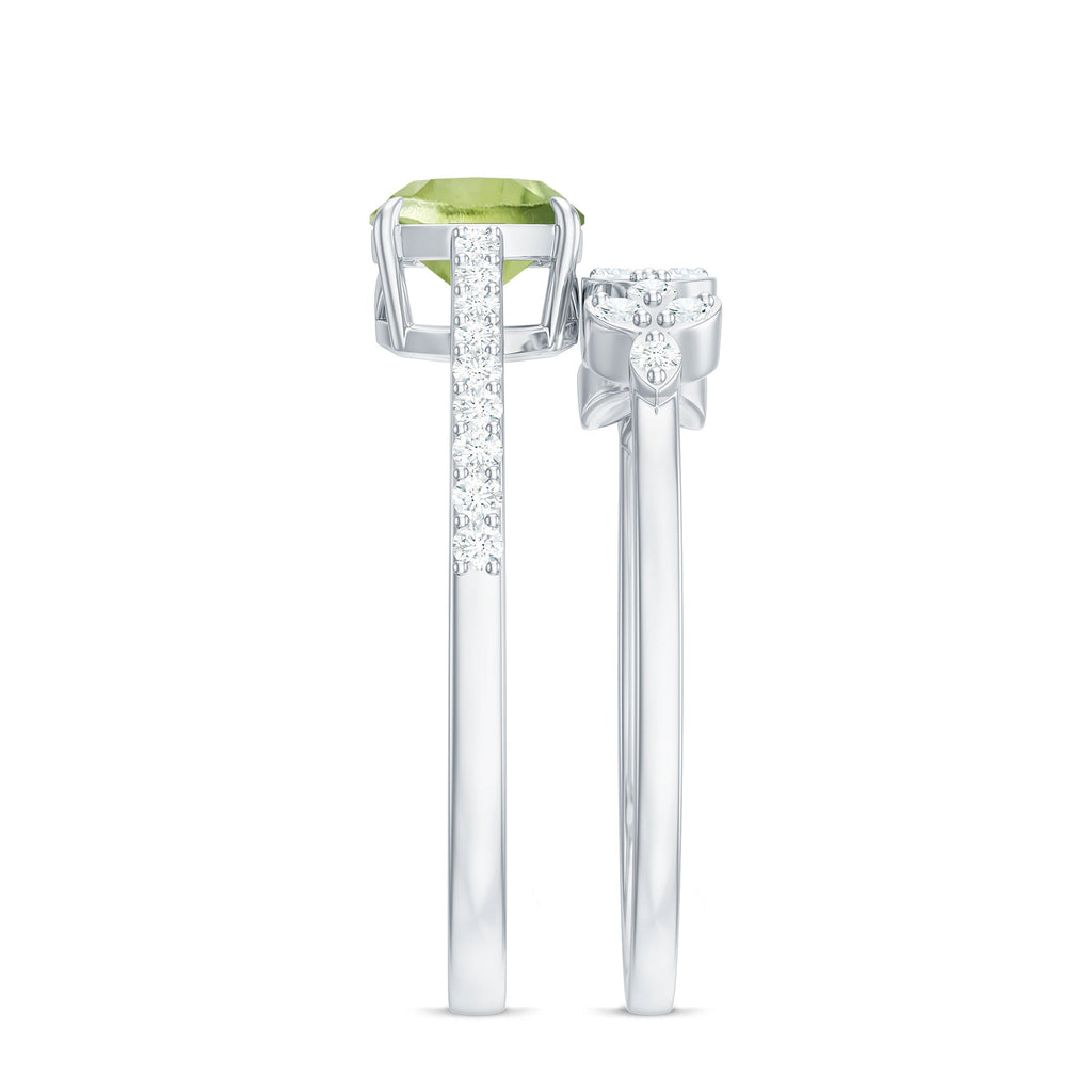 Certified Real 2 Carat Cushion Cut Peridot Engagement Ring with Diamond Enhancer