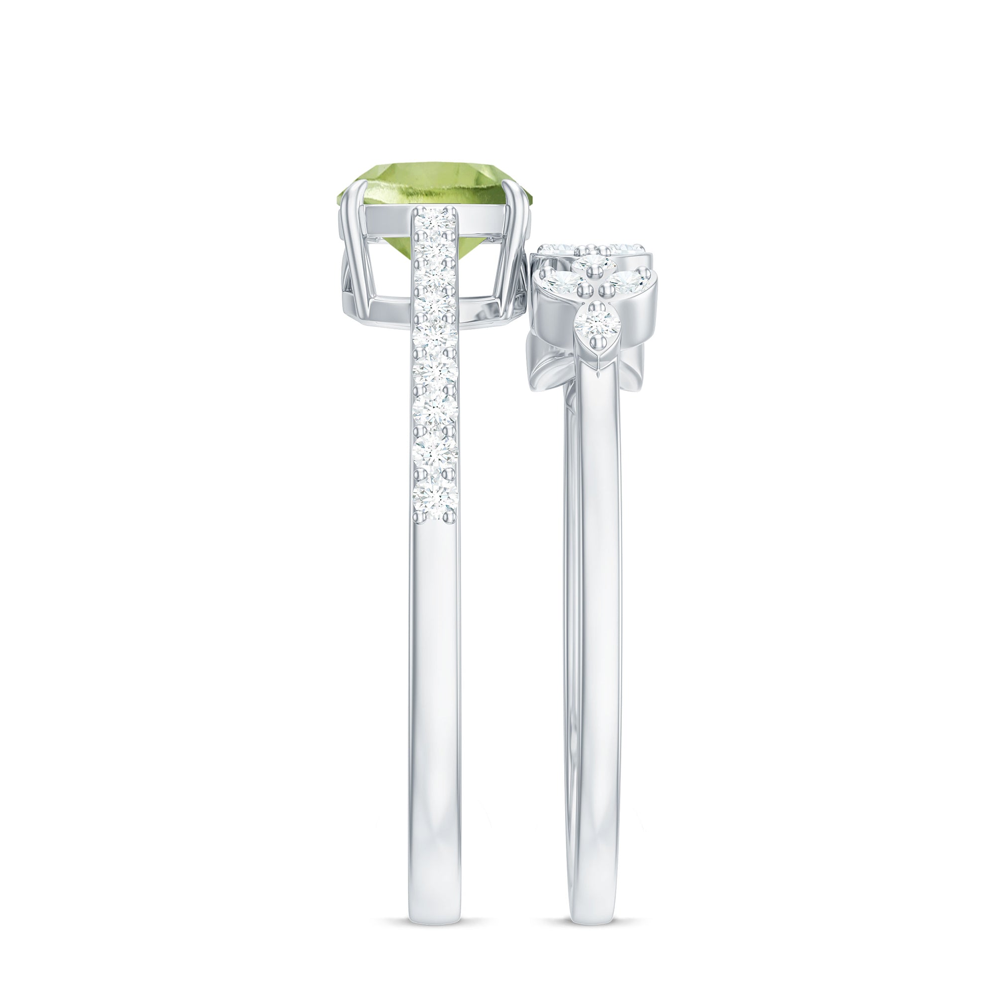 Certified Real 2 Carat Cushion Cut Peridot Engagement Ring with Diamond Enhancer