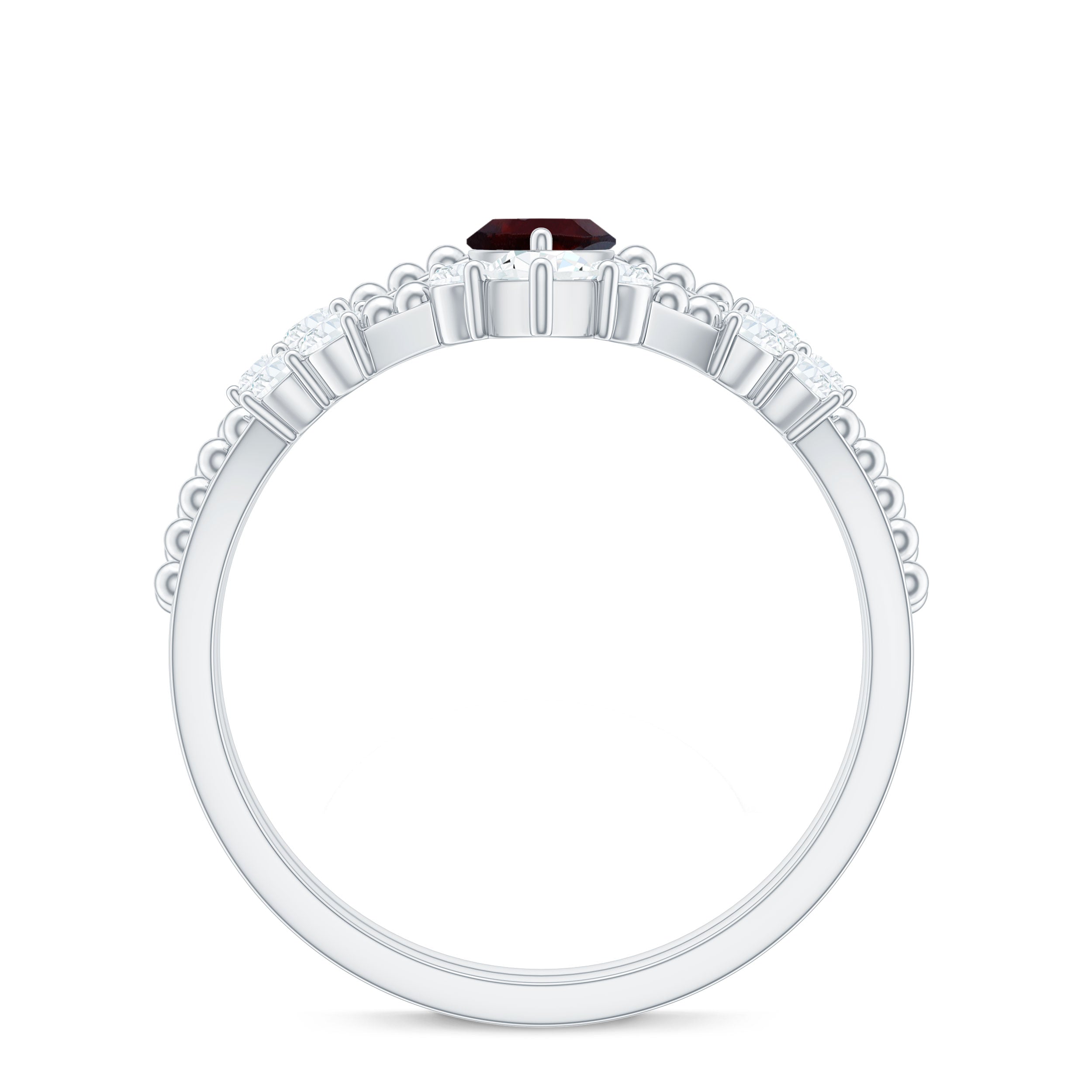 Certified Real Marquise Garnet Diamond Wedding Bridal Ring Set